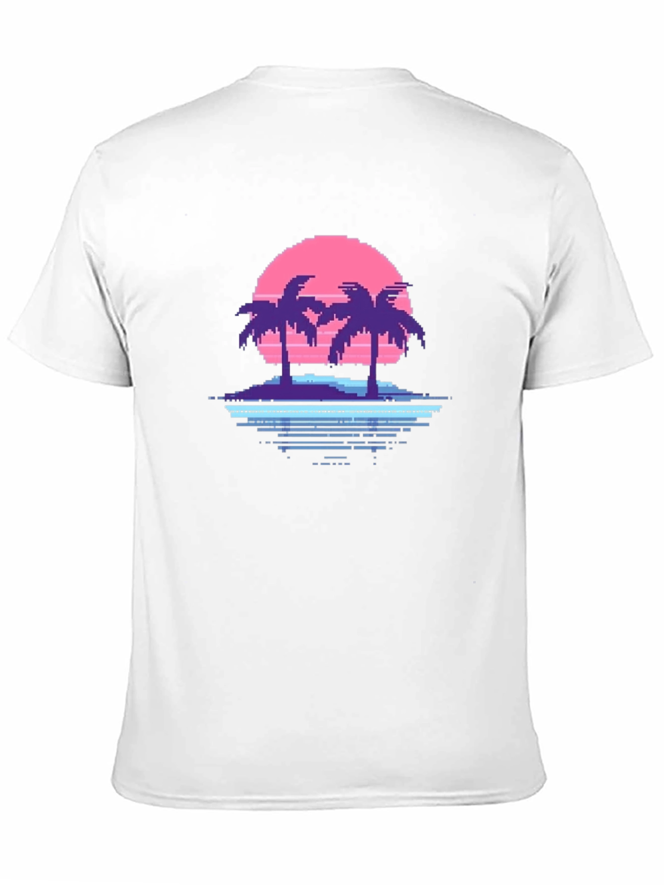 Retro Pixel Palm Tree Graphic T-Shirt - Black