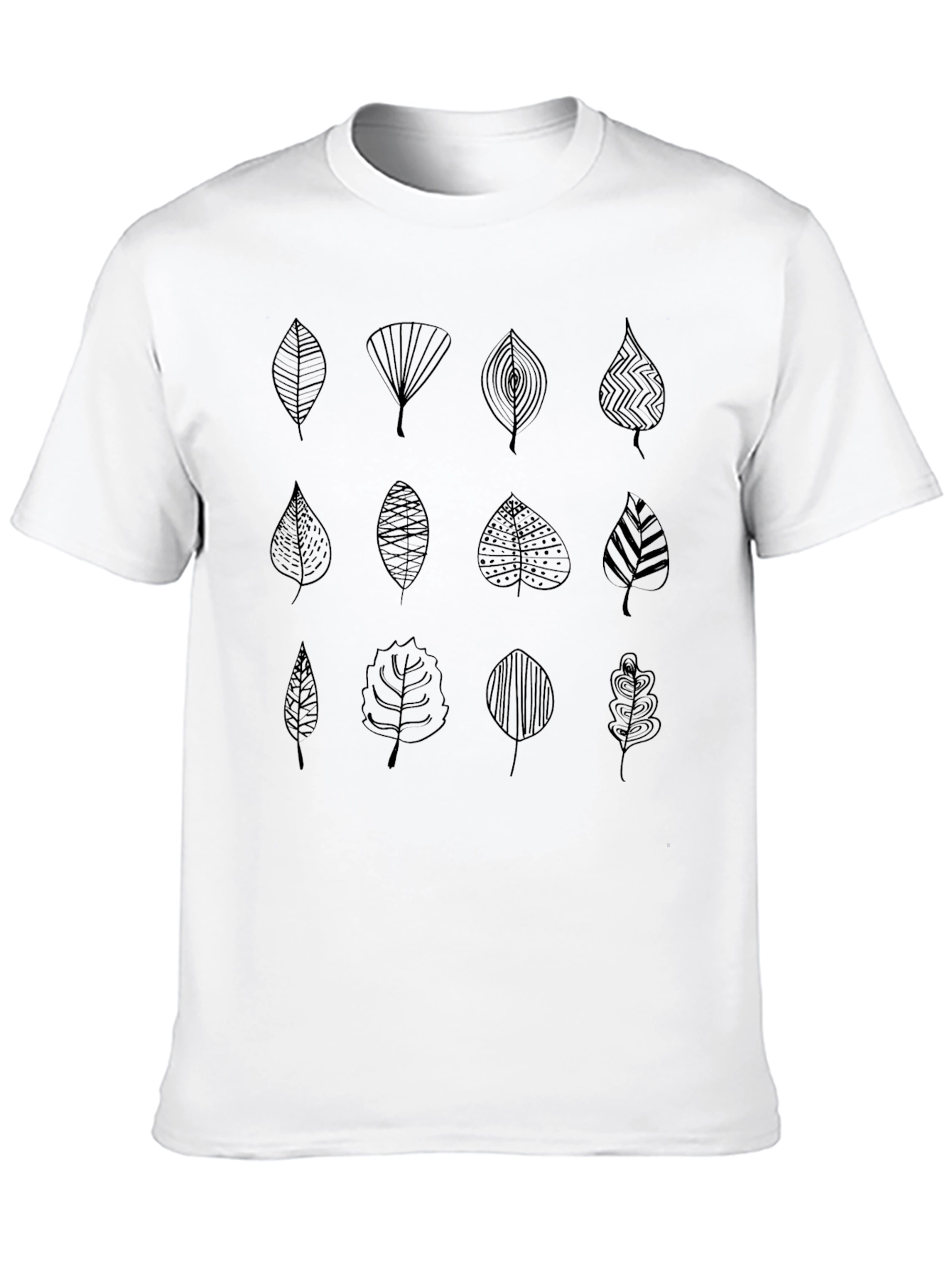 Leaf Pattern Black T-Shirt