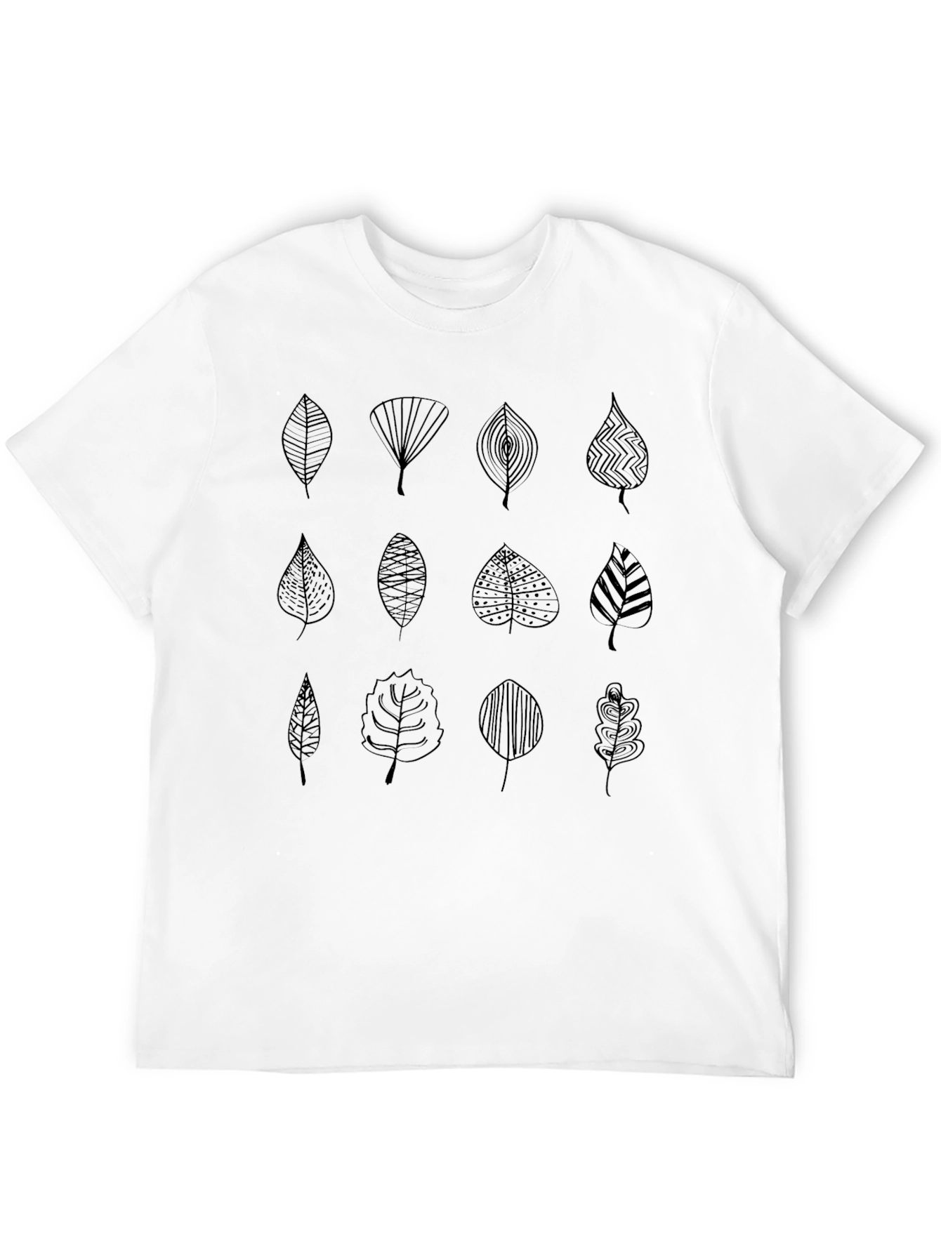 Leaf Pattern Black T-Shirt