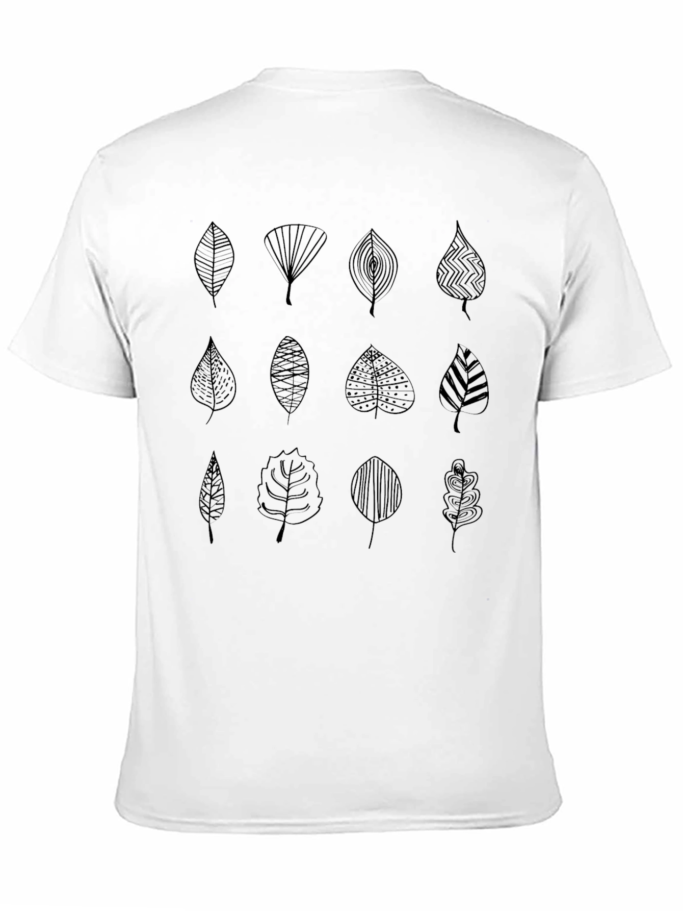 Leaf Pattern Black T-Shirt