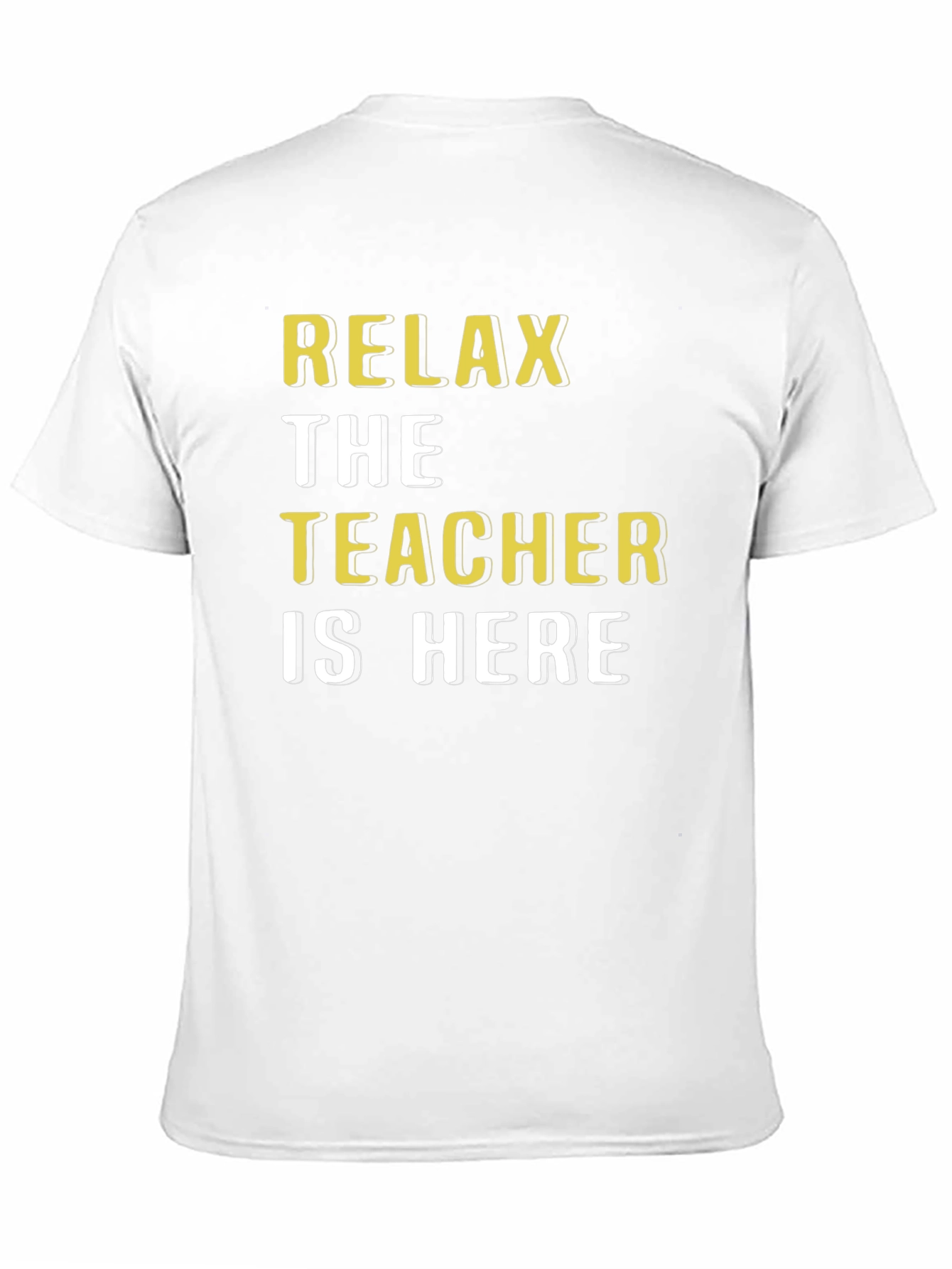 Relax The Teacher Is Here Black Cotton T-Shirt