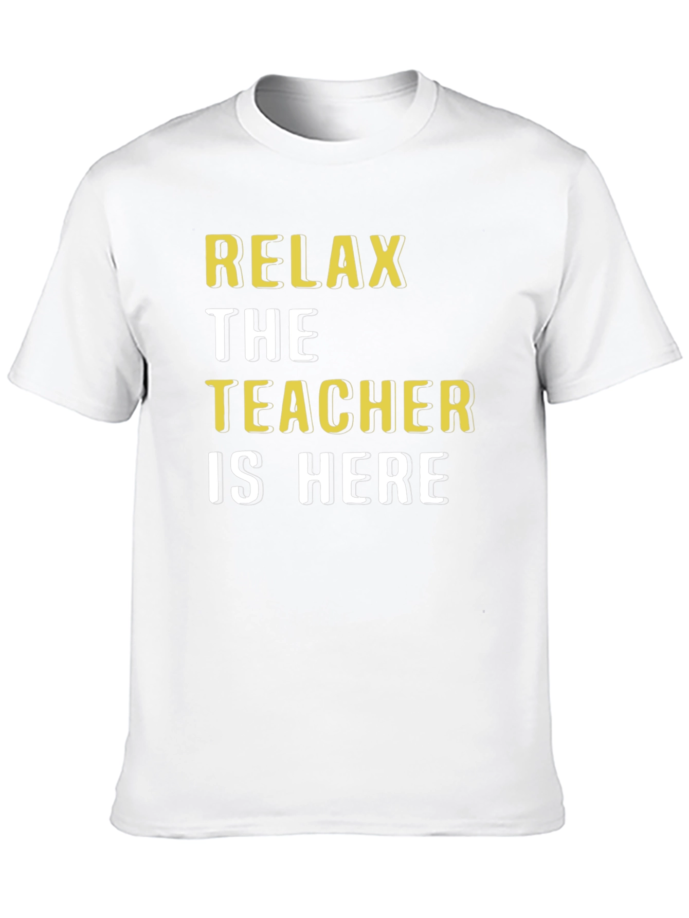 Relax The Teacher Is Here Black Cotton T-Shirt