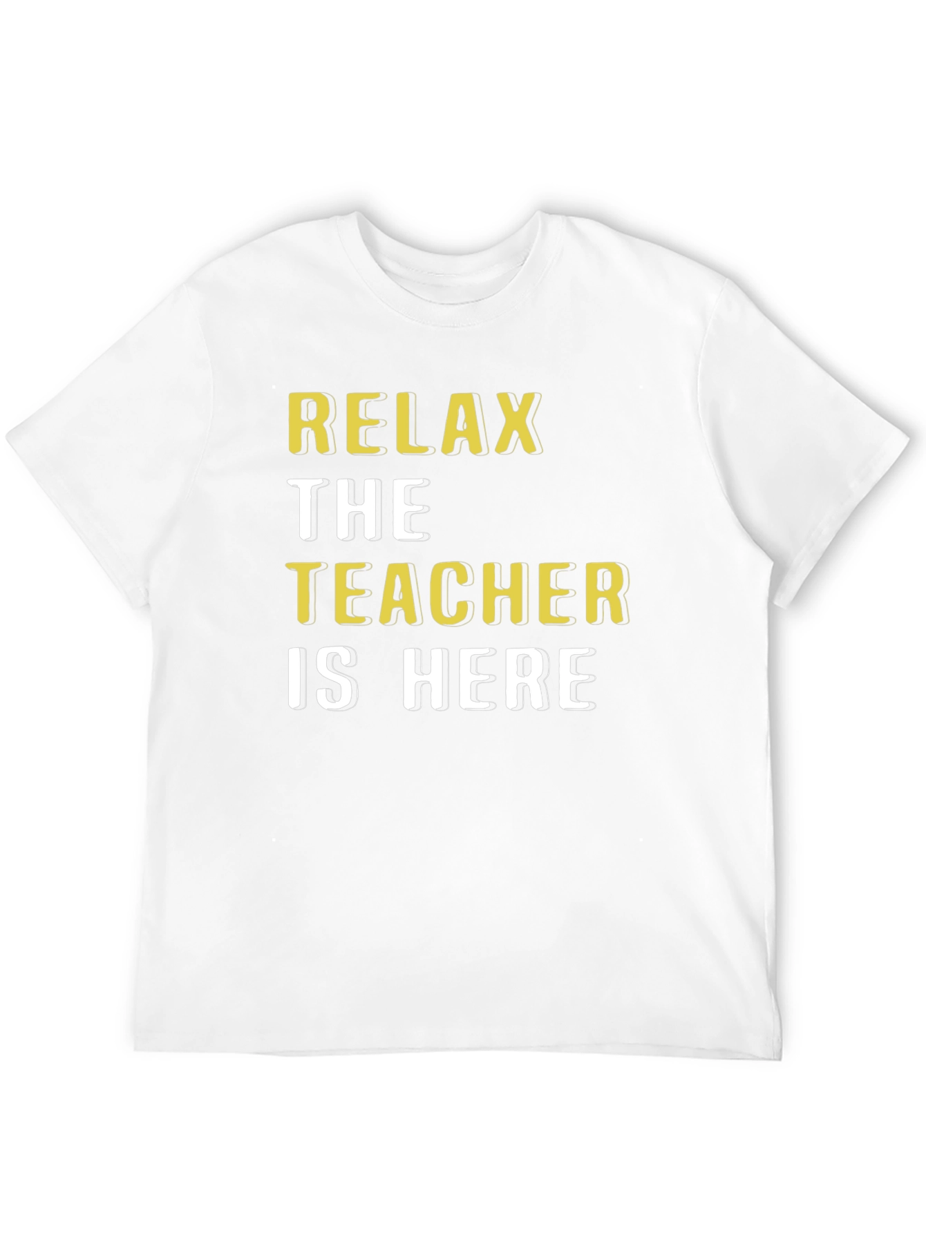Relax The Teacher Is Here Black Cotton T-Shirt
