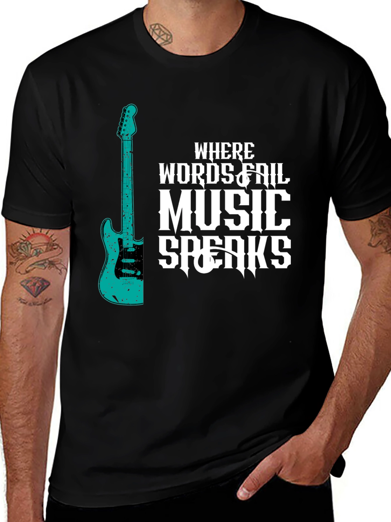 Music Speaks T-Shirt - Guitar Graphic