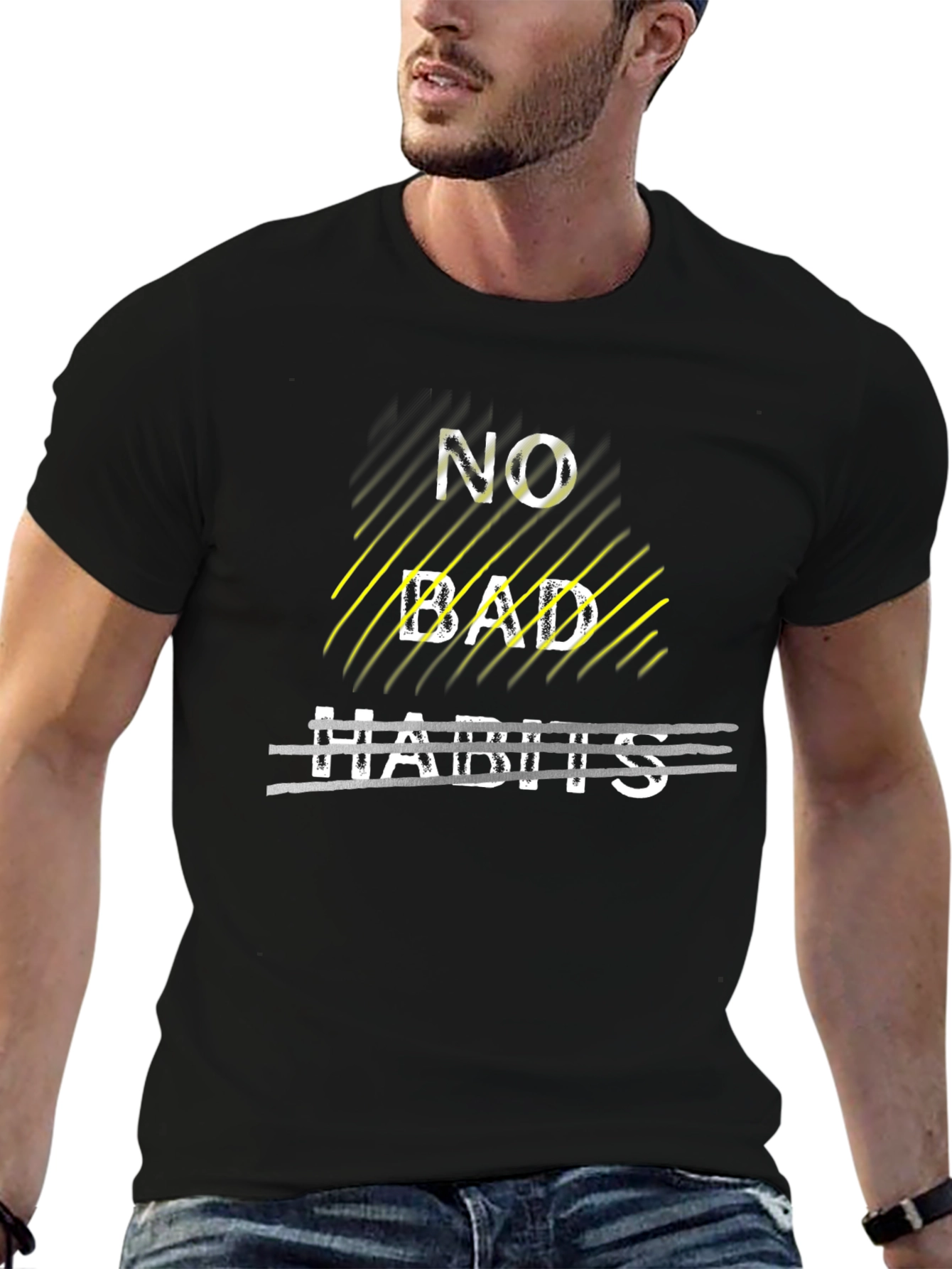 No Bad Habits Graphic Print Black T-shirt