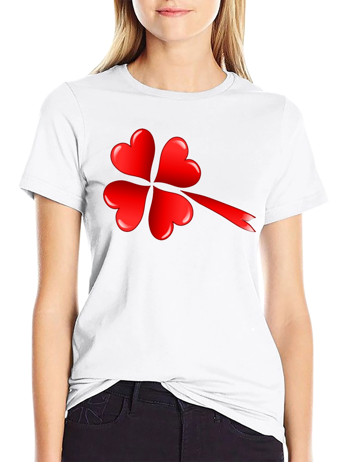 Lucky Red Heart Shamrock T-Shirt