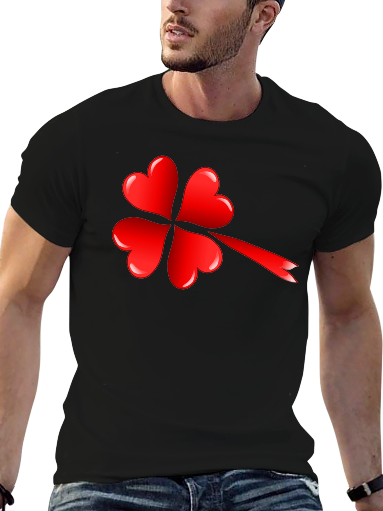 Lucky Red Heart Shamrock T-Shirt