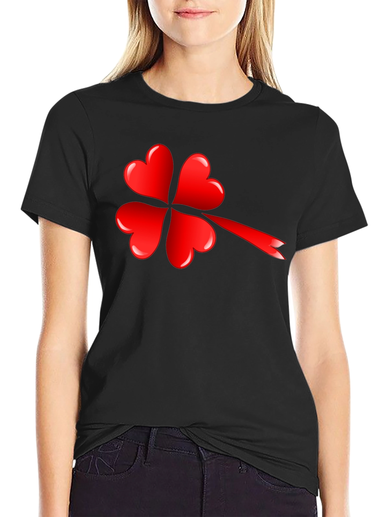 Lucky Red Heart Shamrock T-Shirt