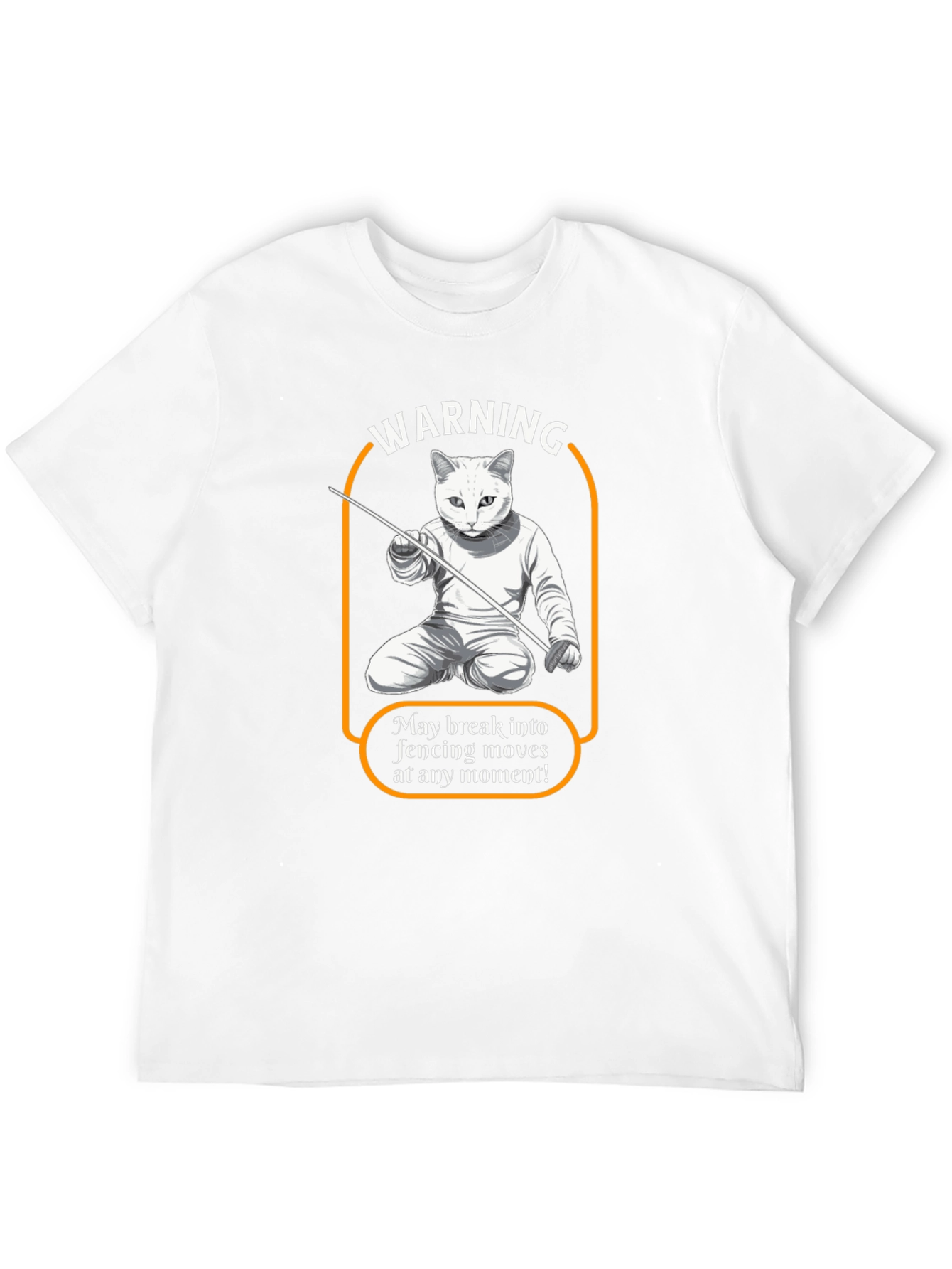 Warning Fencing Cat T-Shirt - Feline Fencing Master