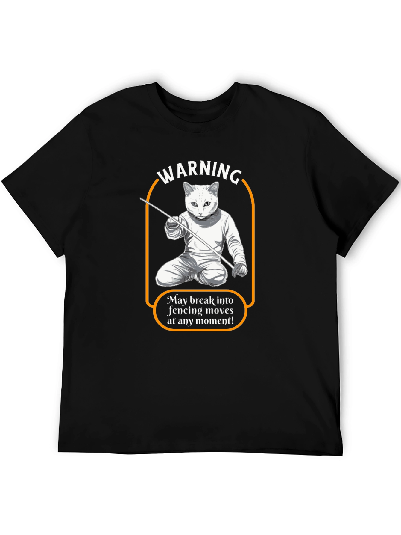 Warning Fencing Cat T-Shirt - Feline Fencing Master