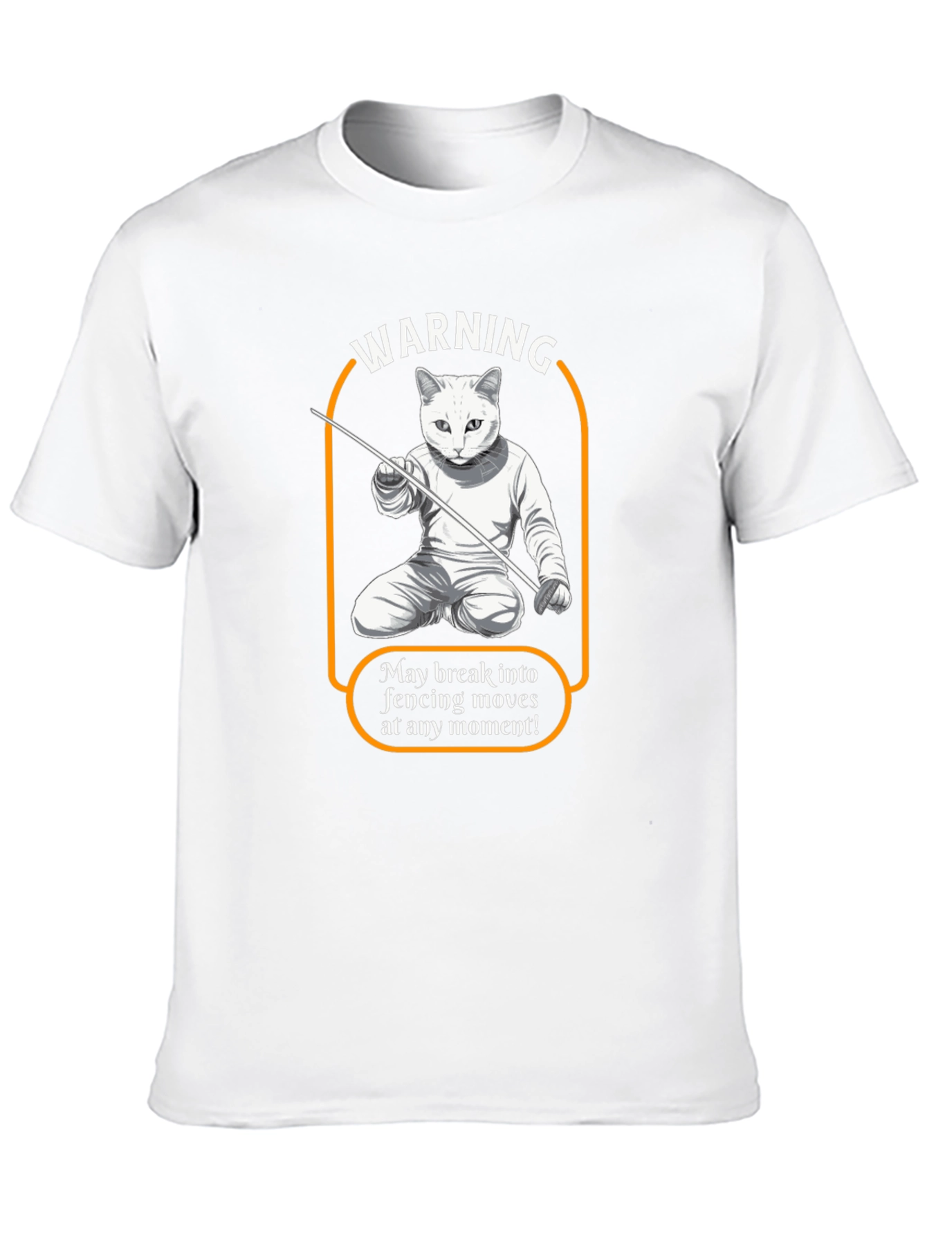 Warning Fencing Cat T-Shirt - Feline Fencing Master