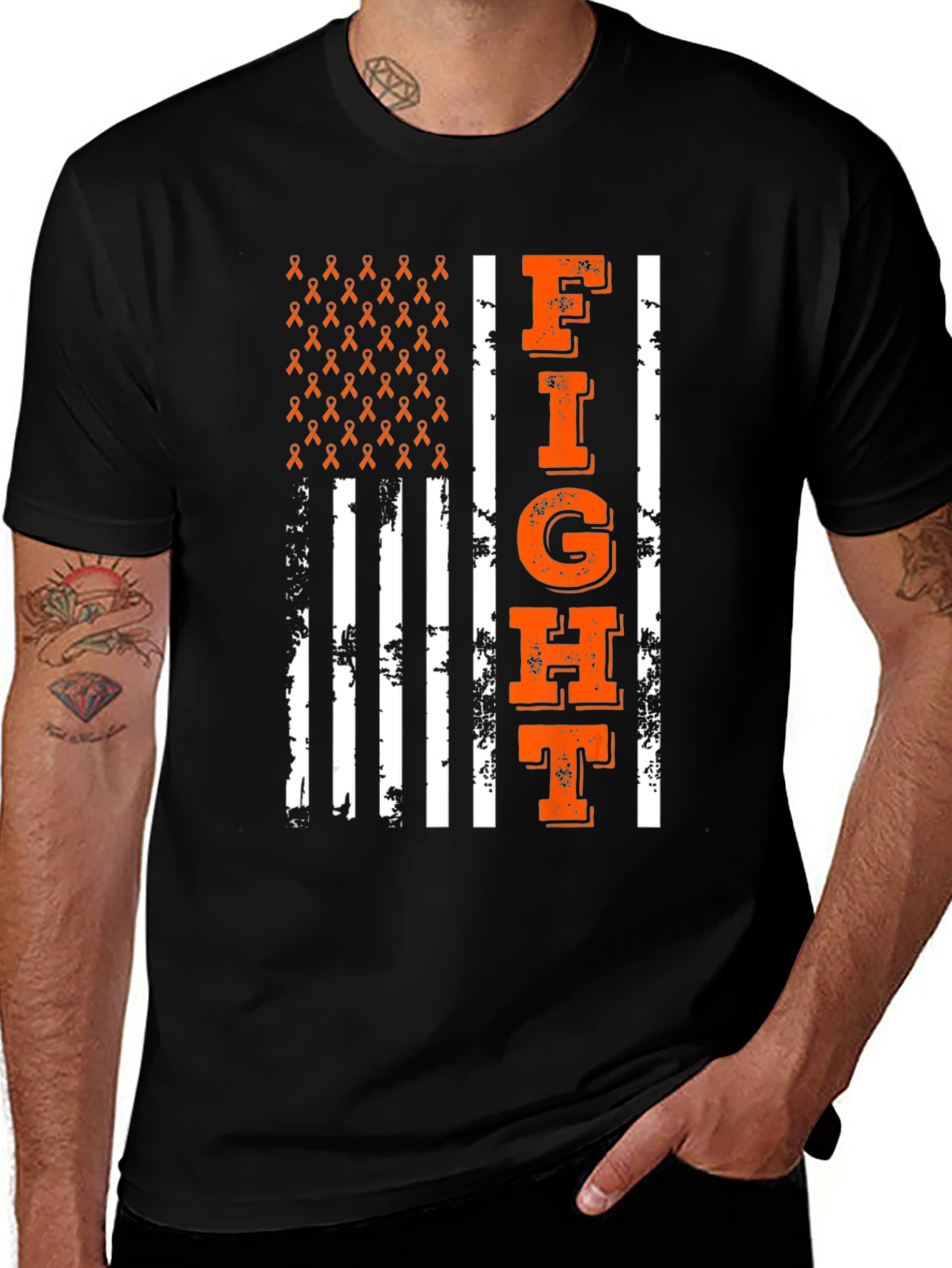 Fight T-Shirt - Orange Ribbon Flag Design