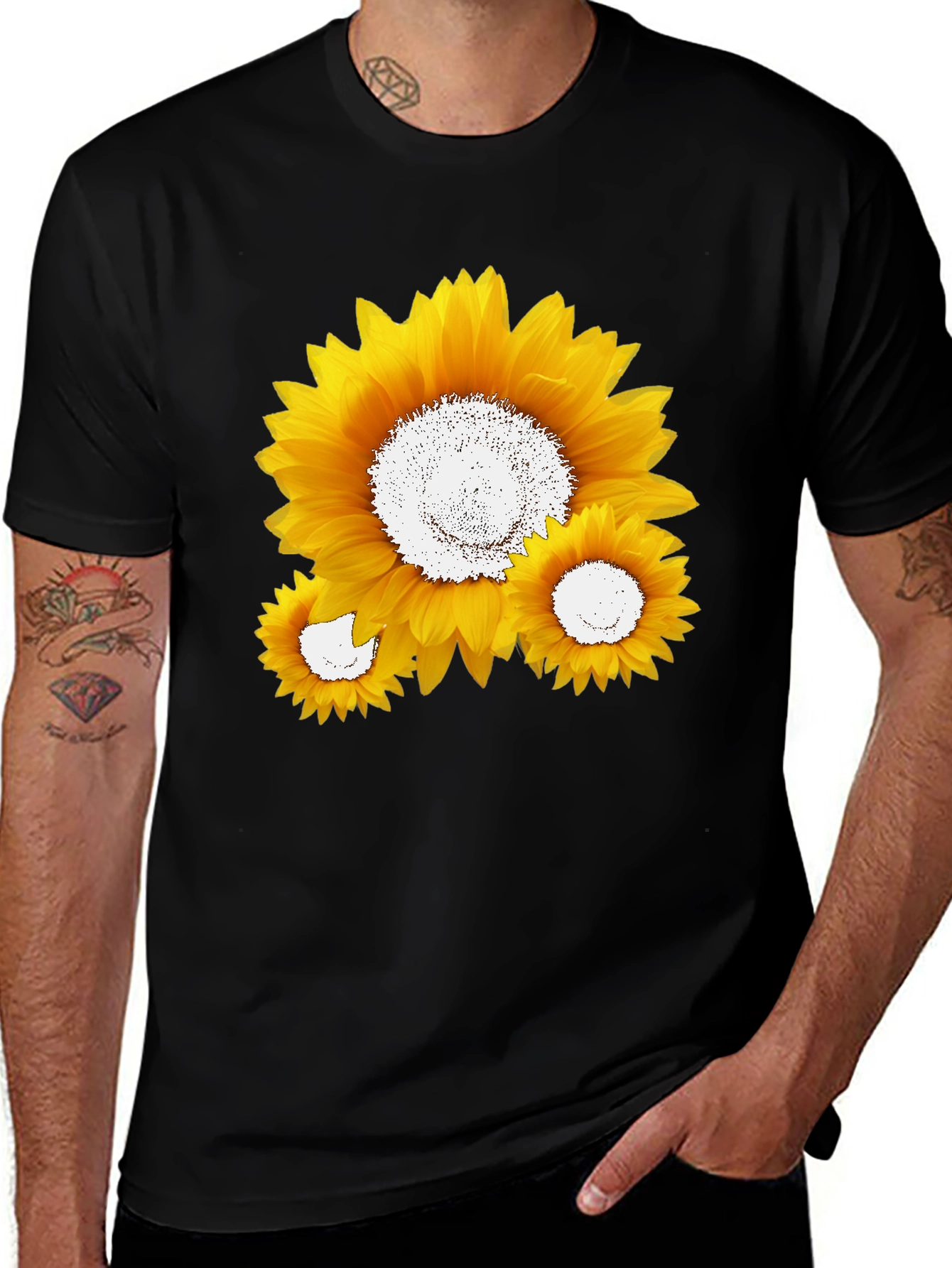 Sunflower Graphic Tee - Black Cotton Blend