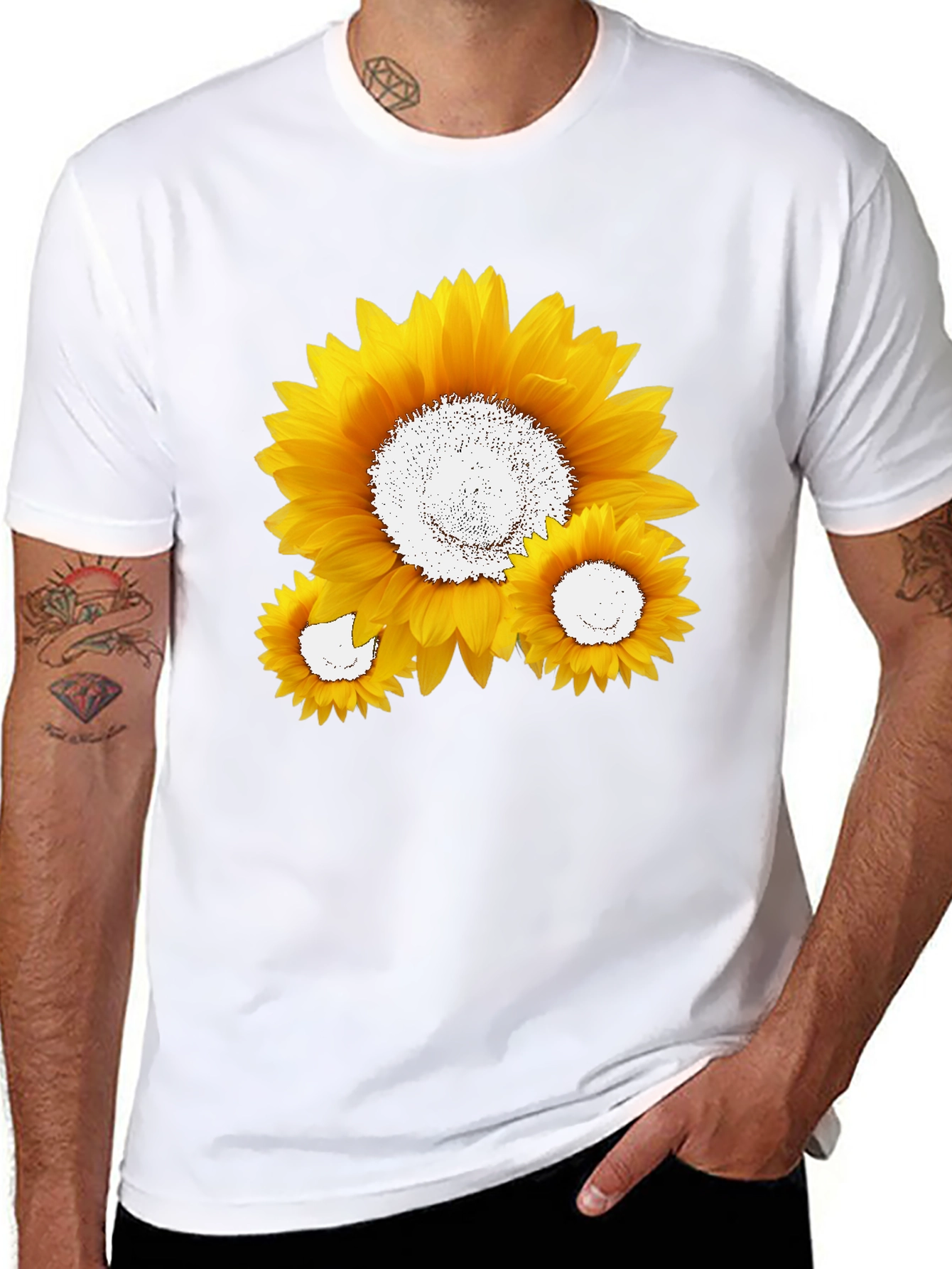 Sunflower Graphic Tee - Black Cotton Blend