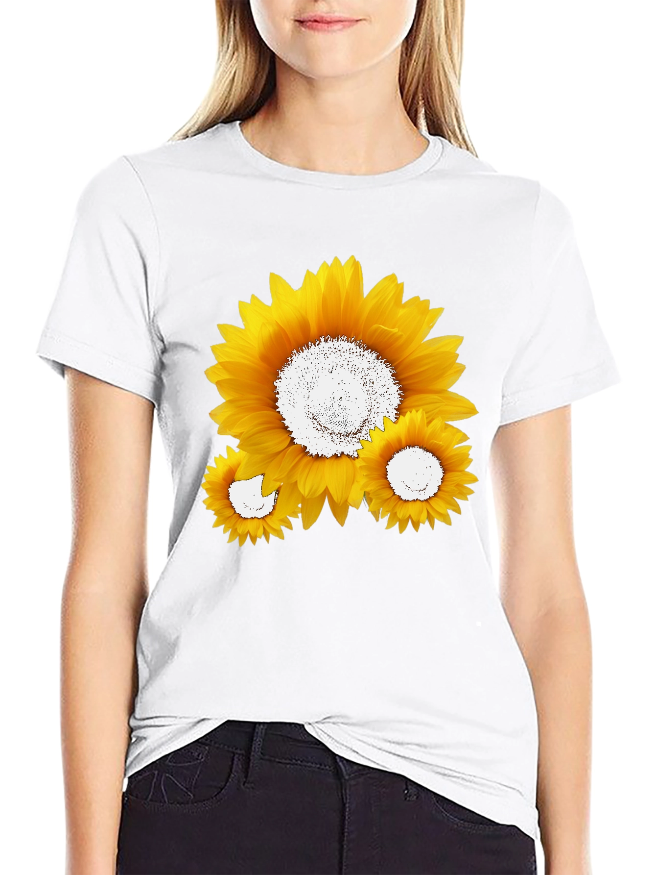 Sunflower Graphic Tee - Black Cotton Blend