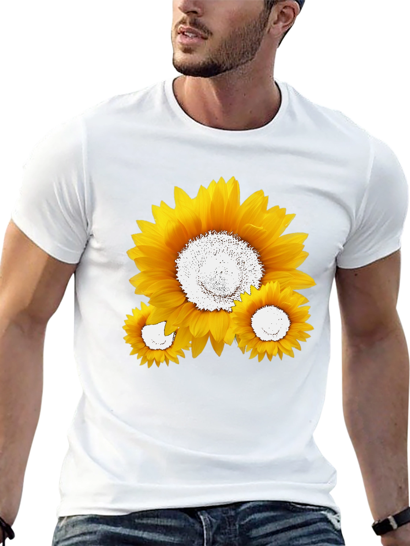 Sunflower Graphic Tee - Black Cotton Blend