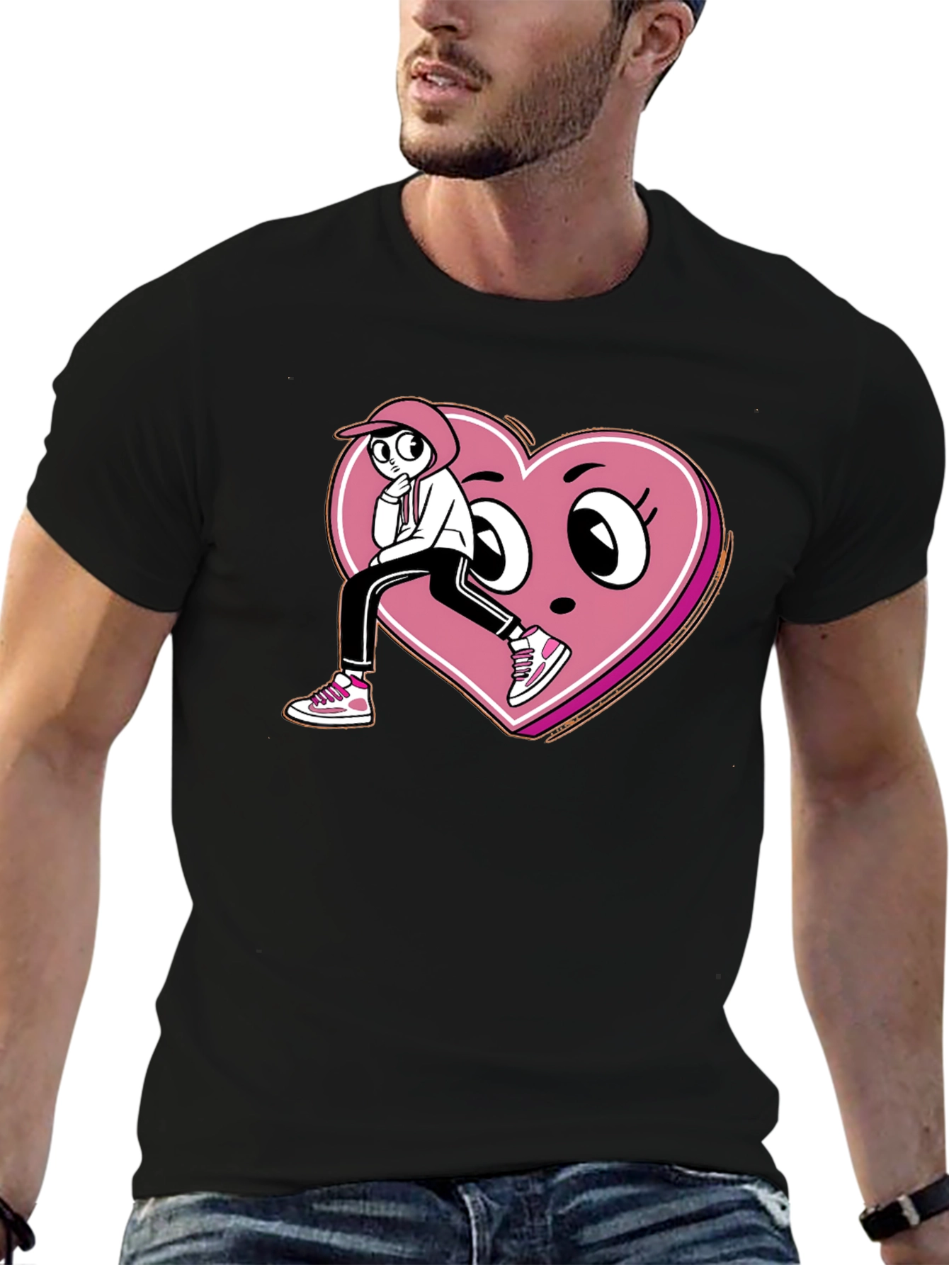 Cartoon Heart Graphic T-Shirt