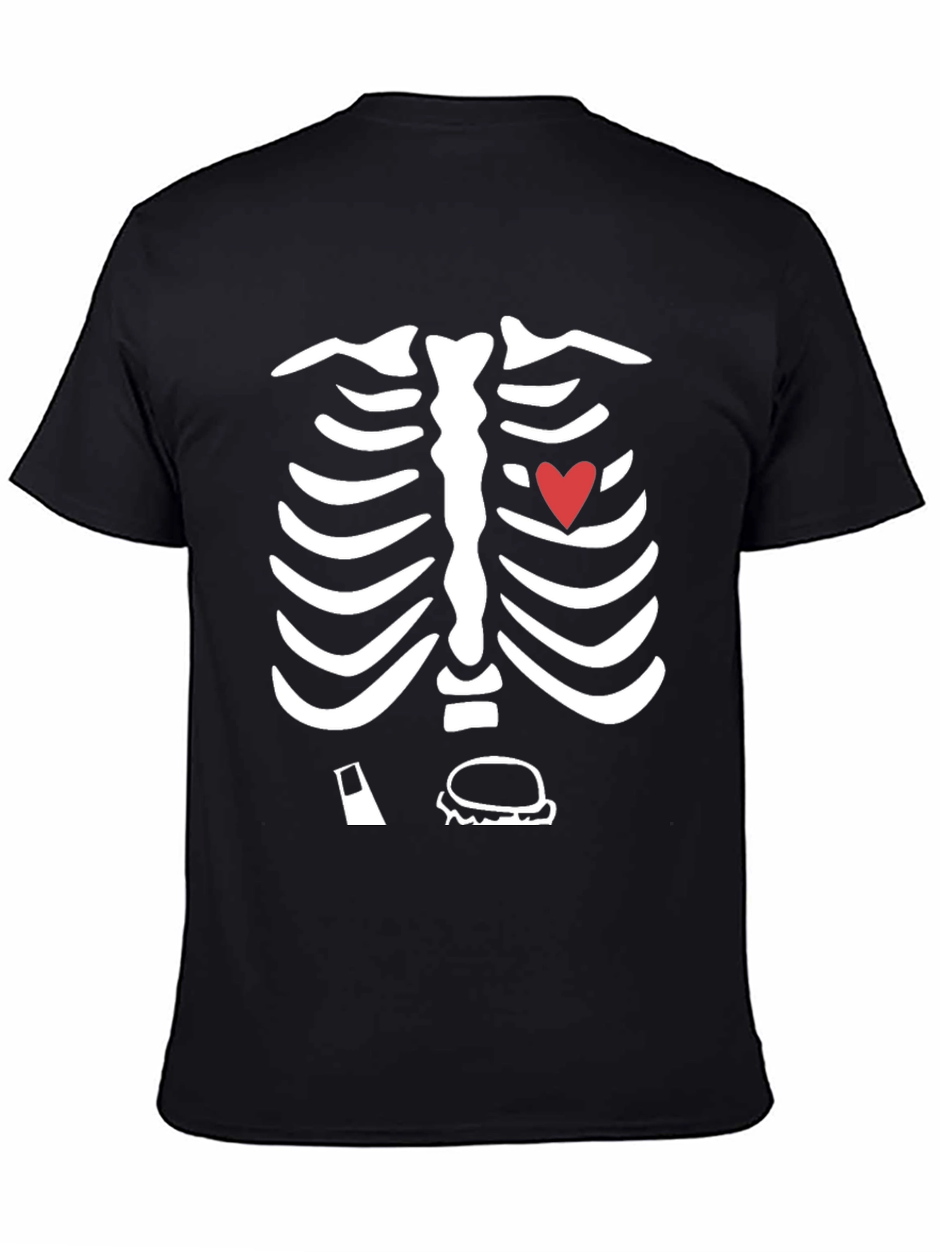 Skeleton Rib Cage Heart & Beer T-Shirt