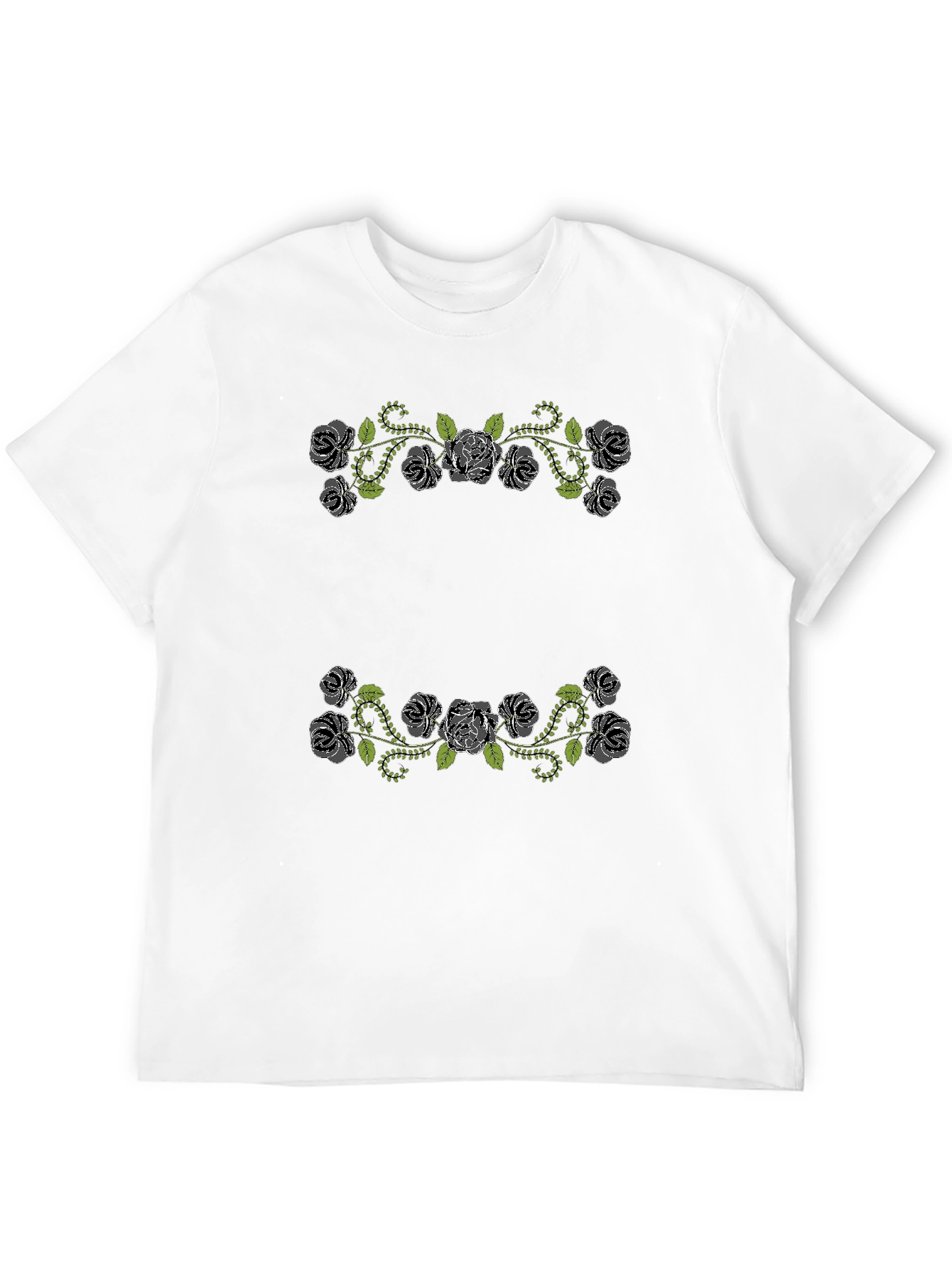 Floral Rose Vines Black T-Shirt