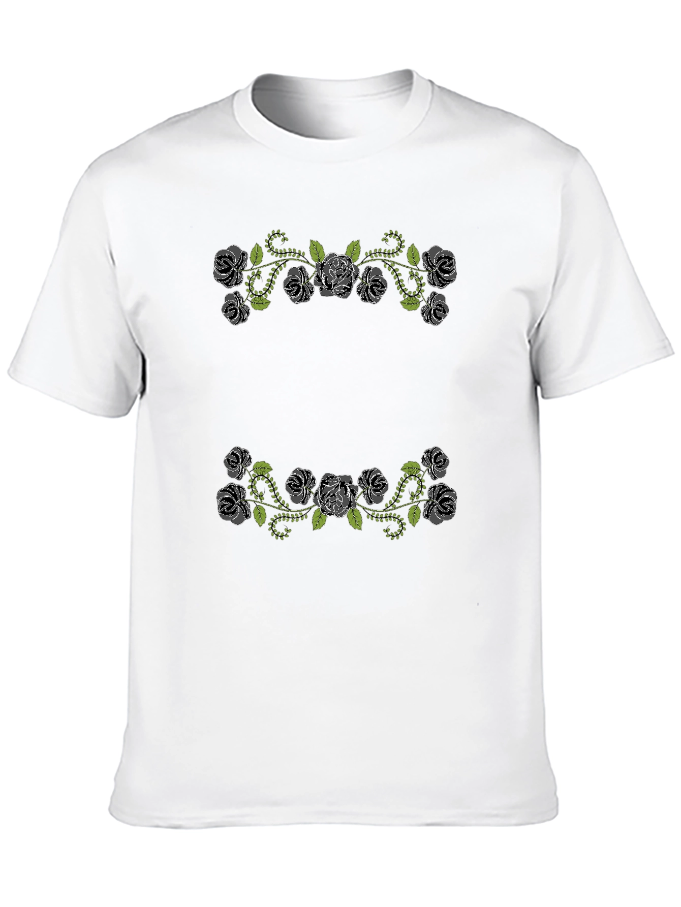 Floral Rose Vines Black T-Shirt