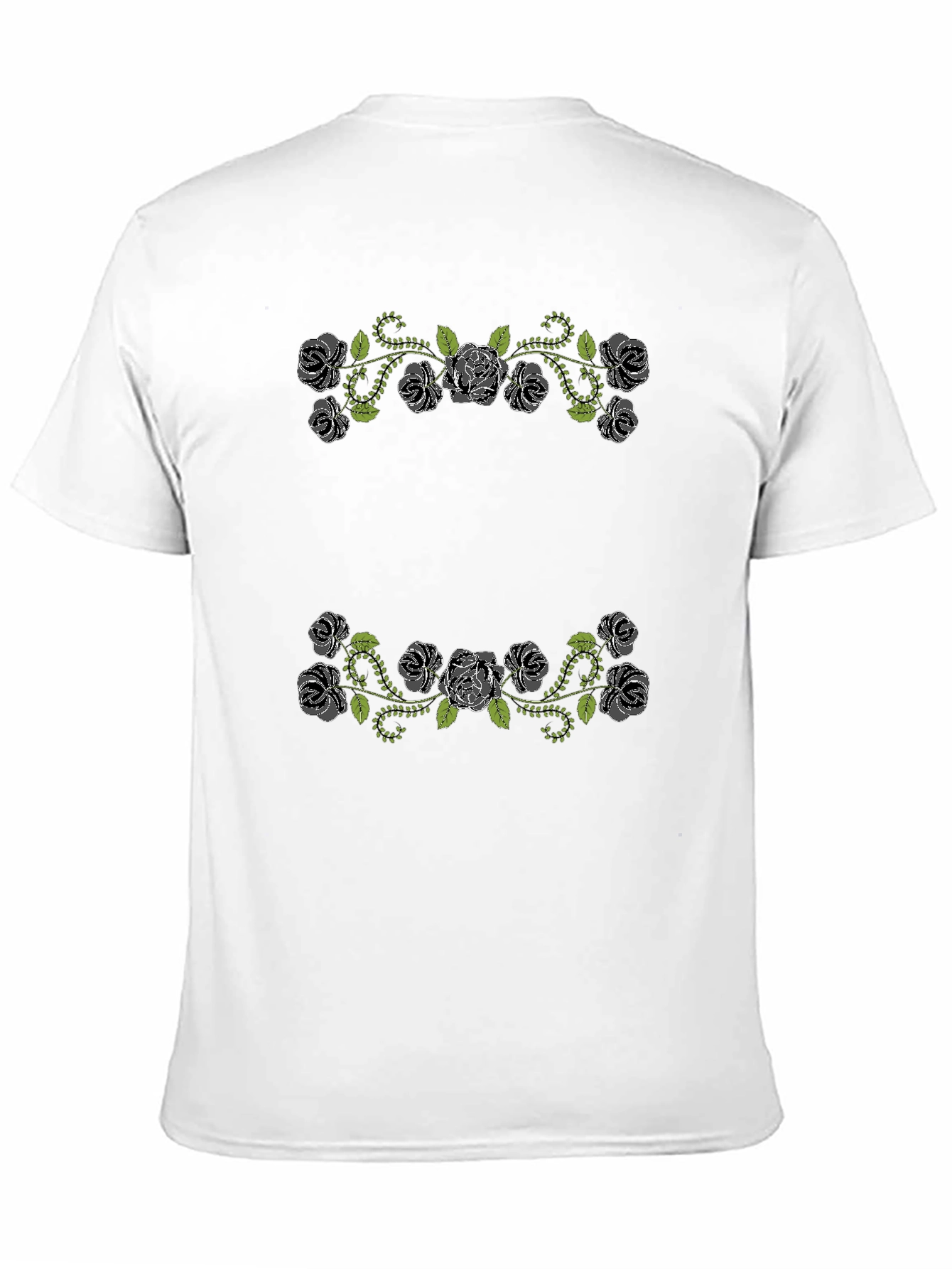 Floral Rose Vines Black T-Shirt