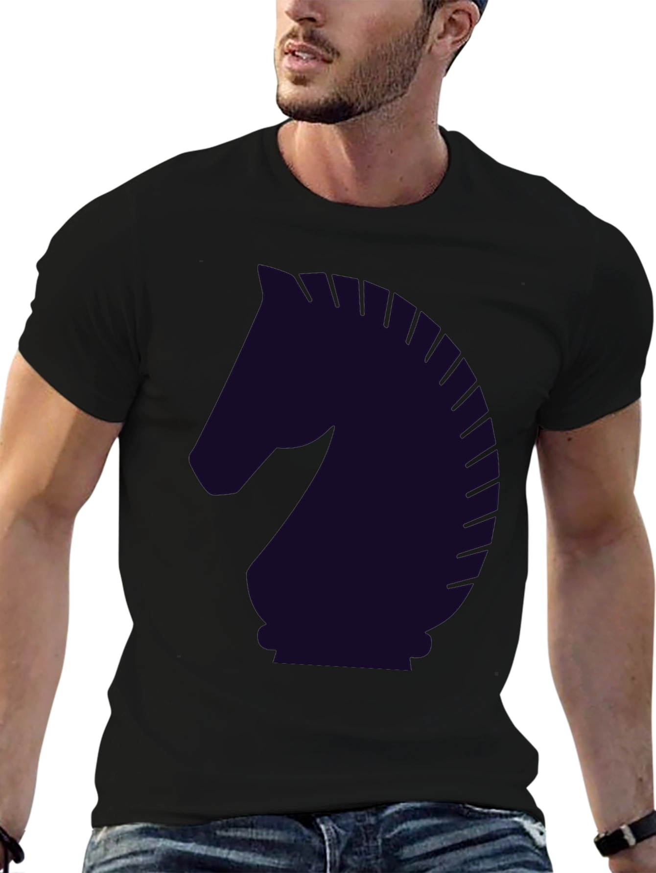 Chess Knight Graphic T-Shirt - Black