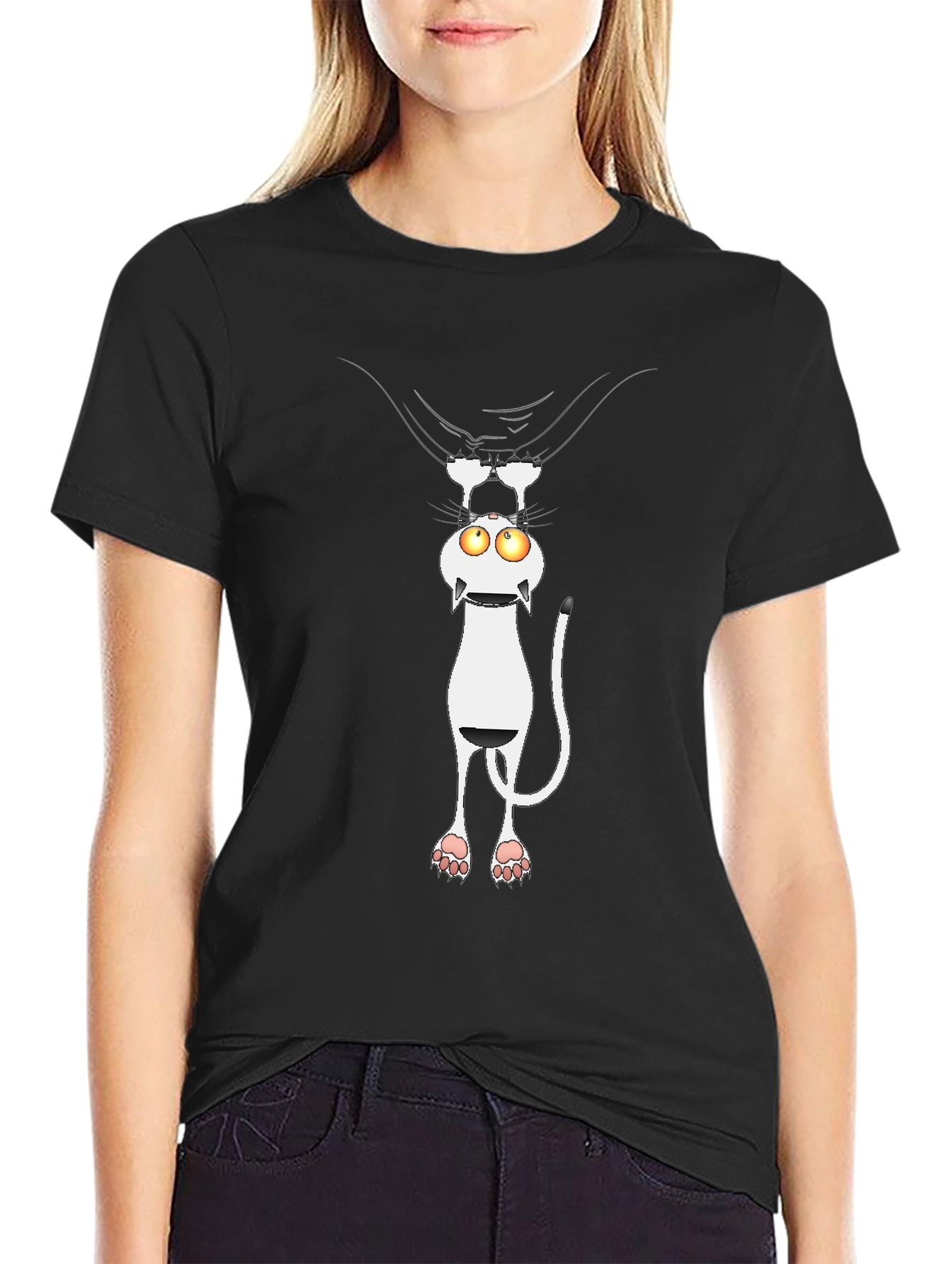 Funny Cat Peek T-Shirt - Whimsical Graphic Tee