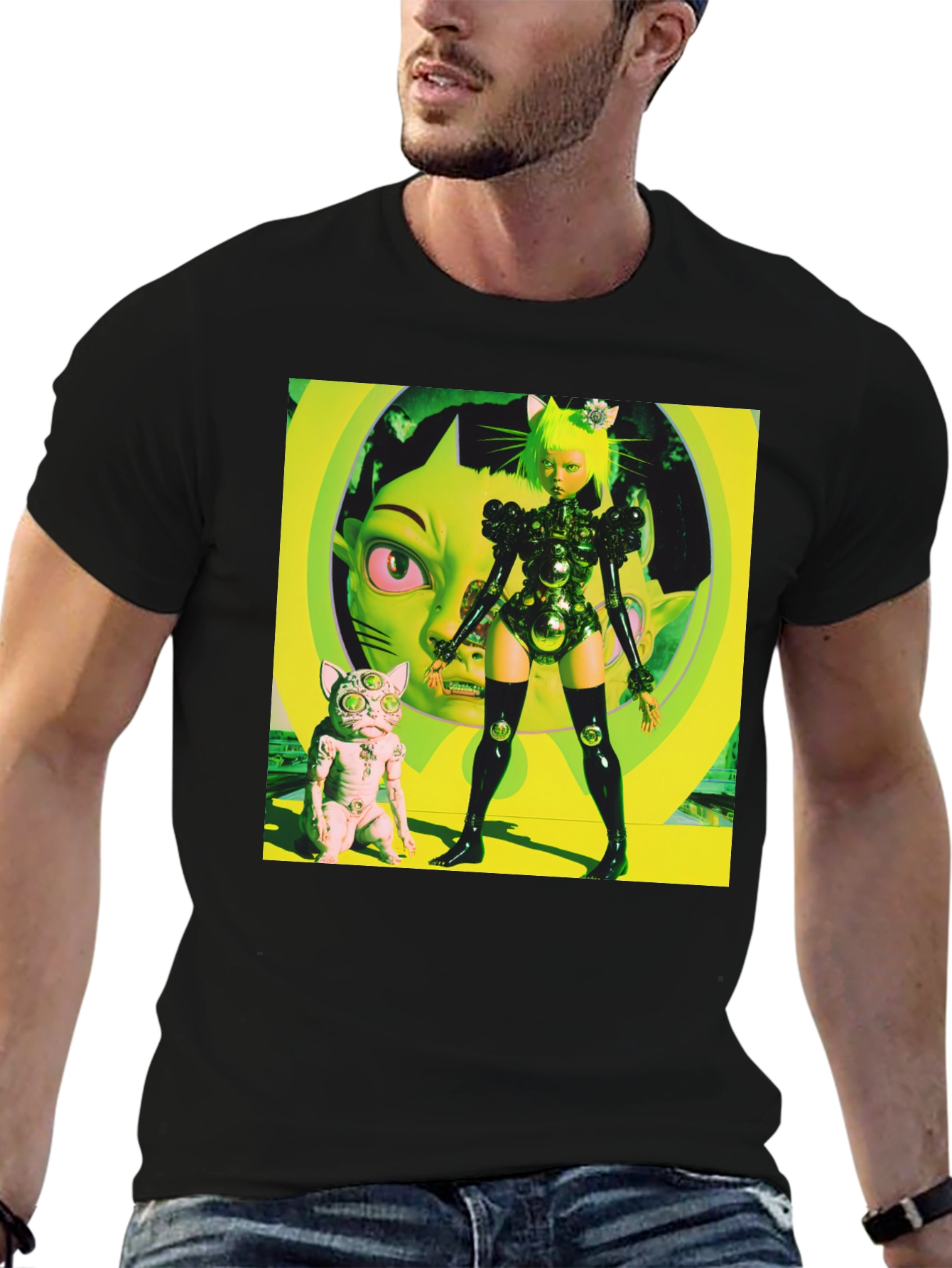 Cyberpunk Cat Girl T-Shirt - Bold Graphic Tee