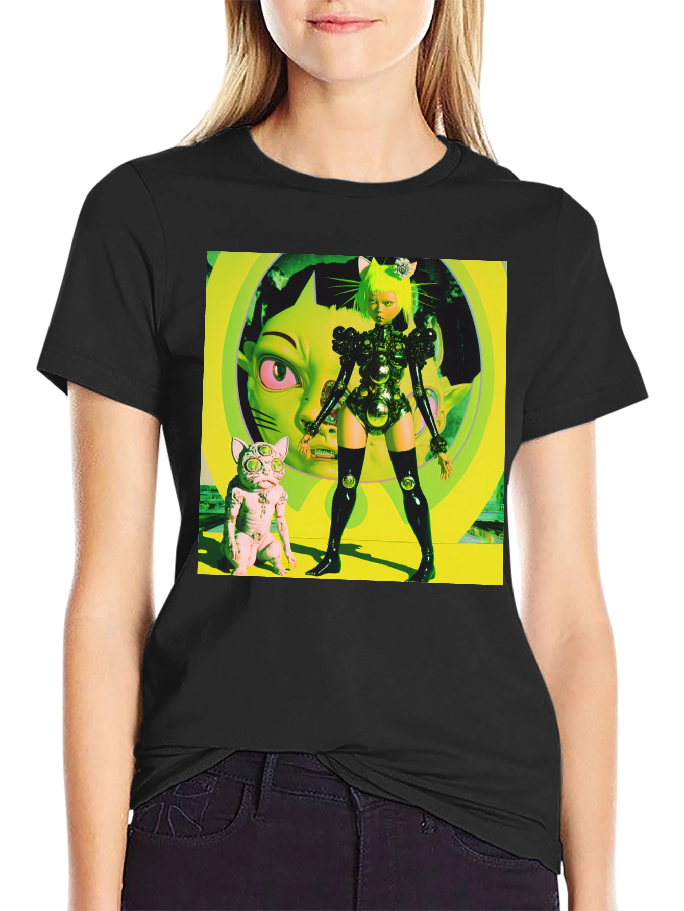 Cyberpunk Cat Girl T-Shirt - Bold Graphic Tee