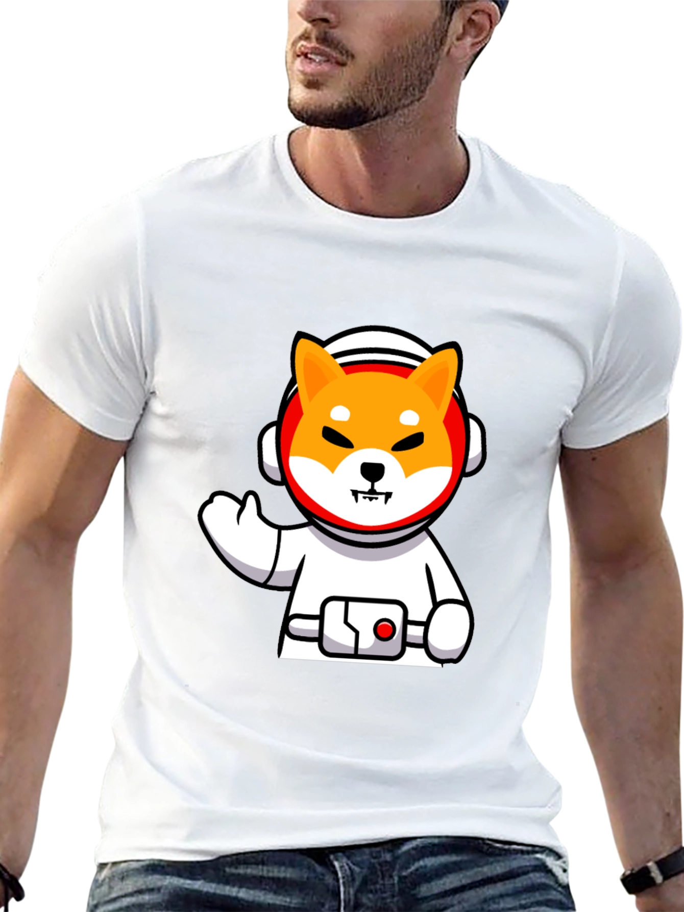Astronaut Shiba Inu Graphic Black T-Shirt