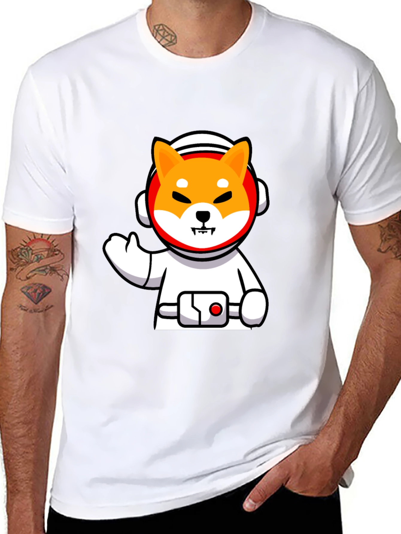 Astronaut Shiba Inu Graphic Black T-Shirt