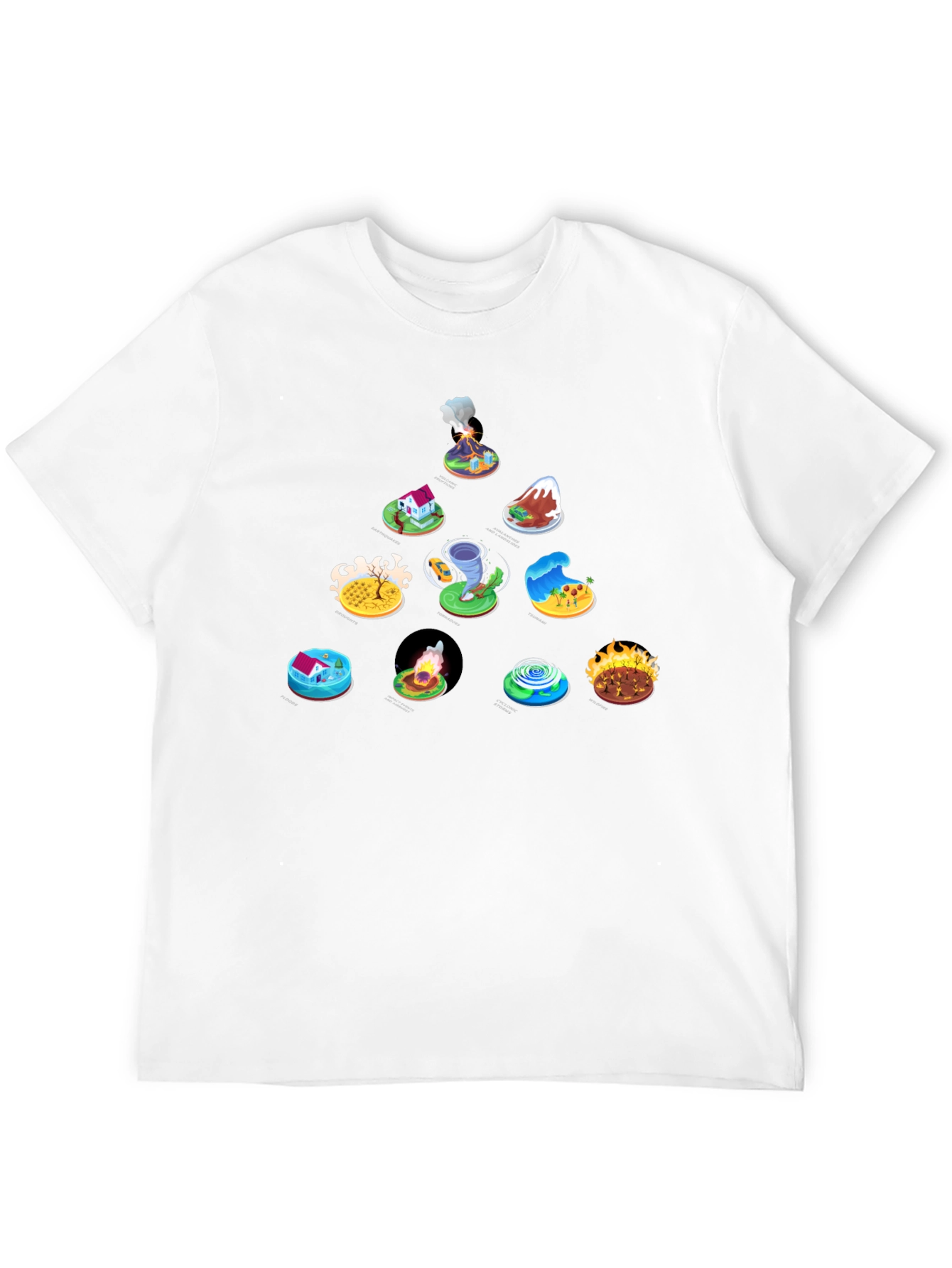 Cartoon Disaster Icons Black T-Shirt