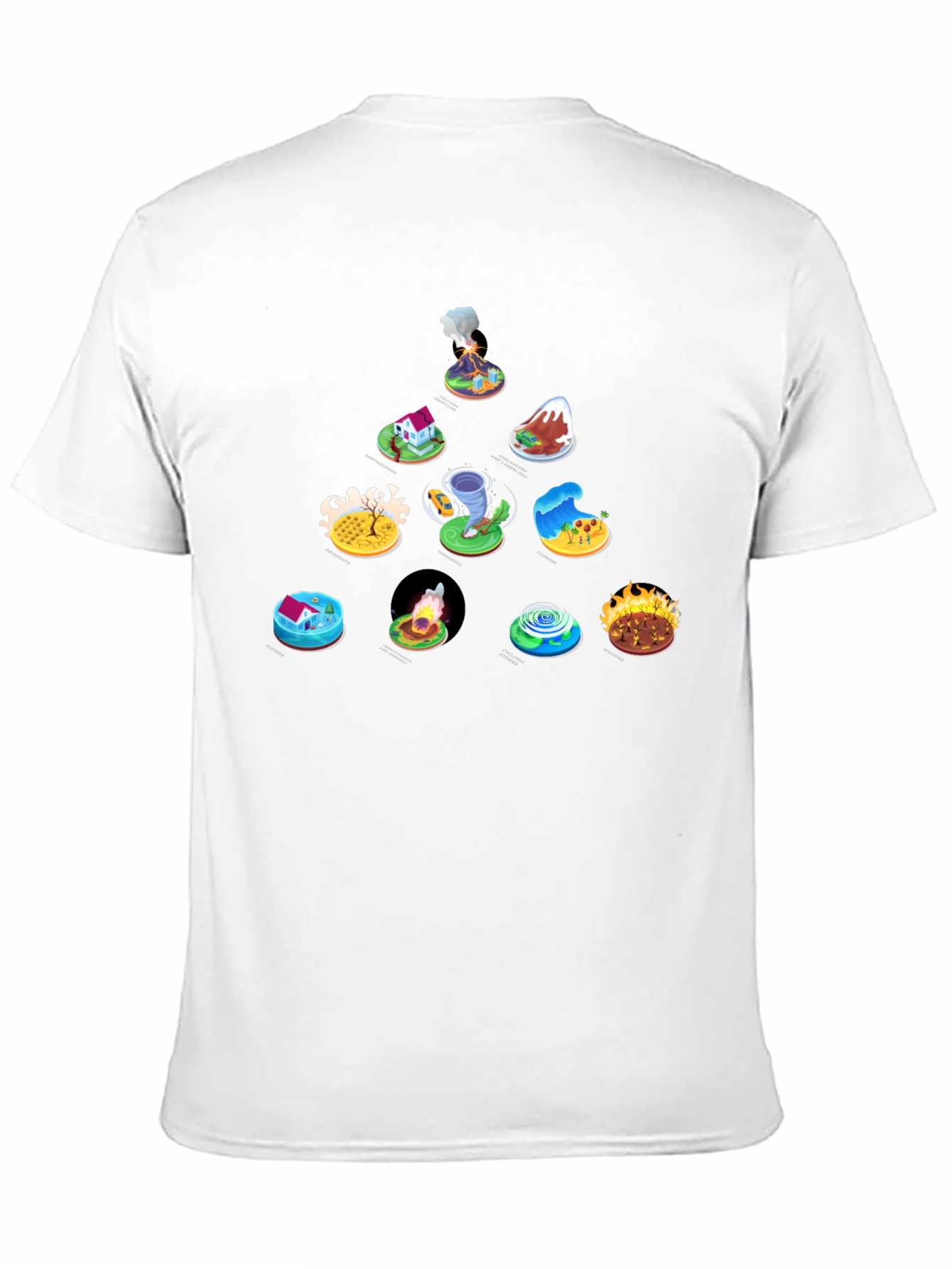 Cartoon Disaster Icons Black T-Shirt
