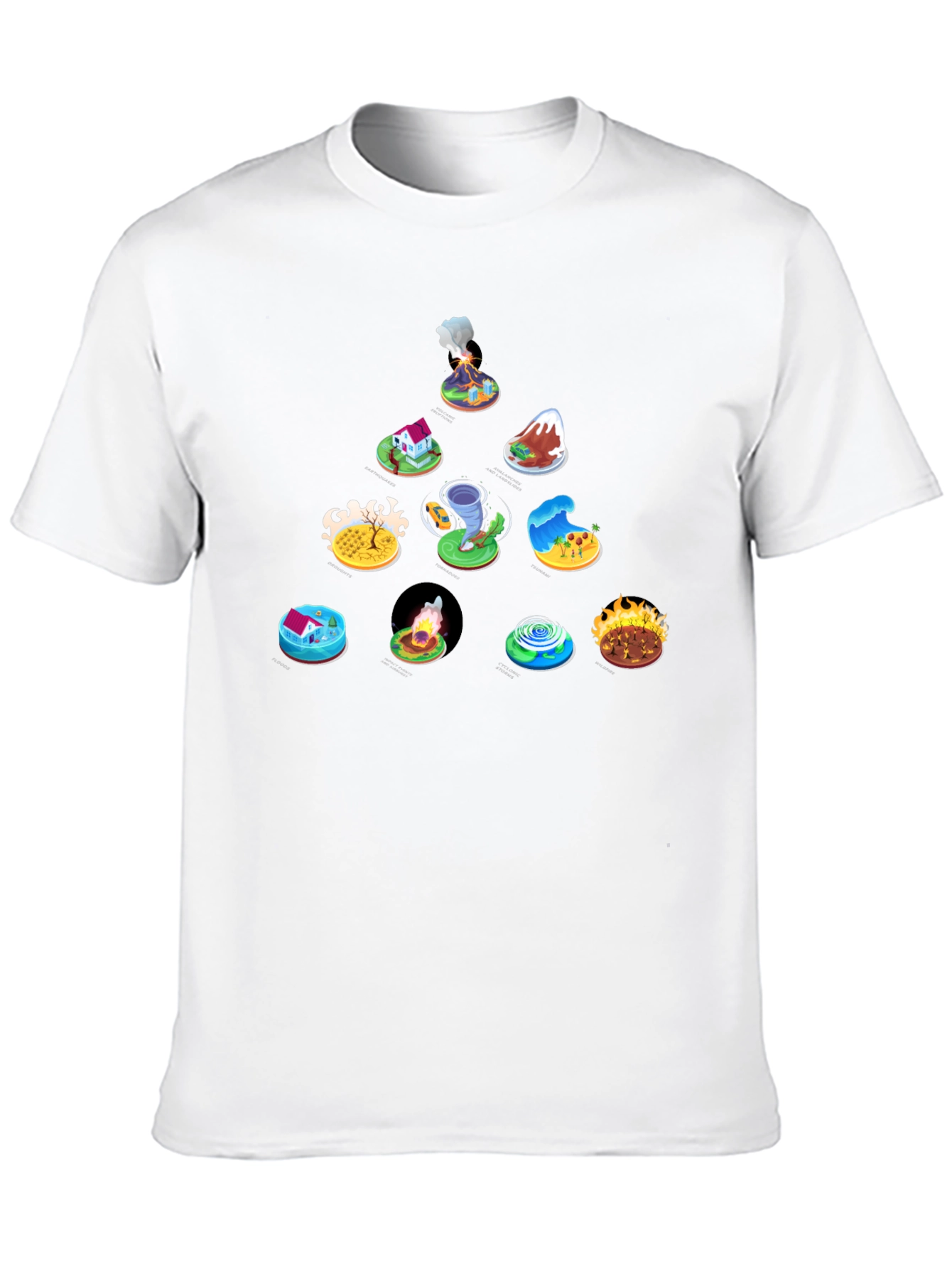 Cartoon Disaster Icons Black T-Shirt