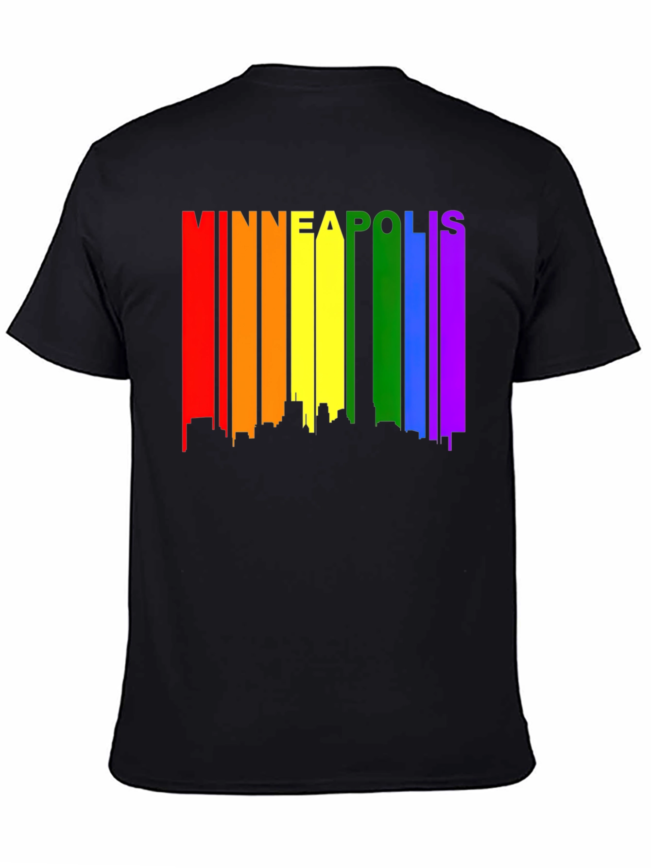 Minneapolis Pride Skyline Tee - Black Graphic T-Shirt