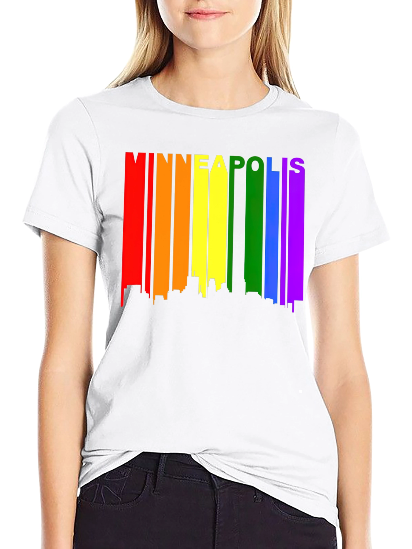 Minneapolis Pride Skyline Tee - Black Graphic T-Shirt