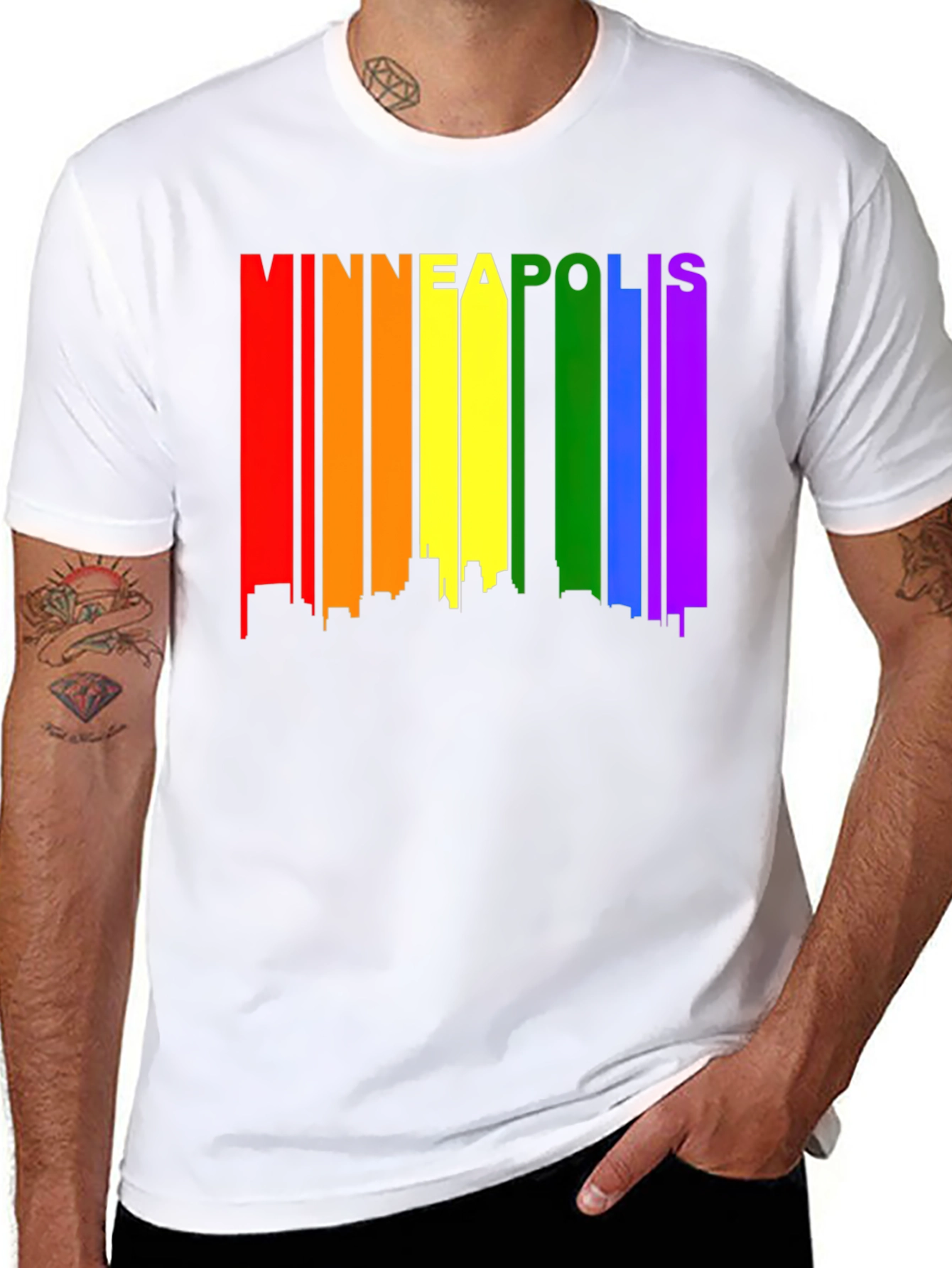 Minneapolis Pride Skyline Tee - Black Graphic T-Shirt