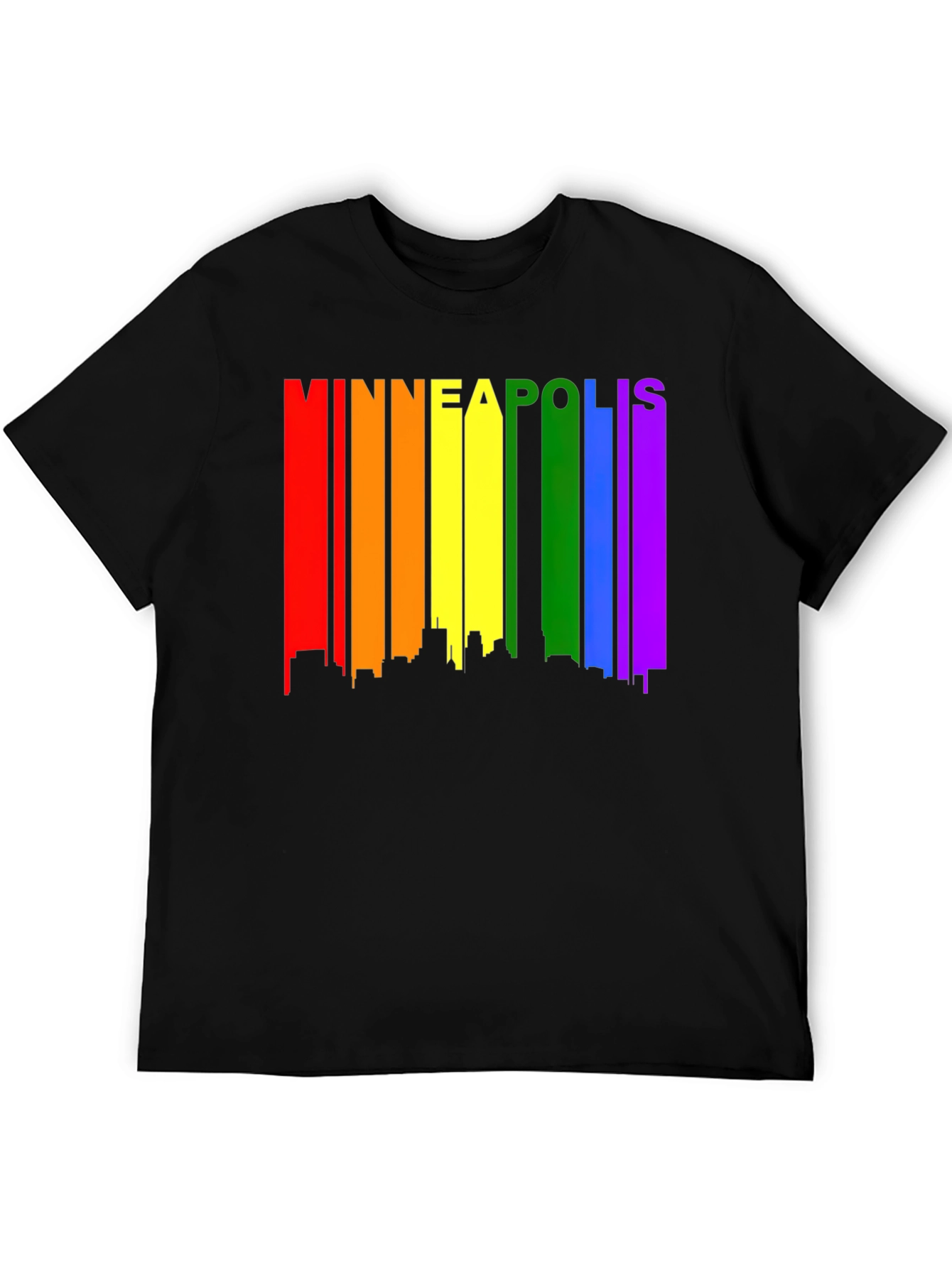 Minneapolis Pride Skyline Tee - Black Graphic T-Shirt