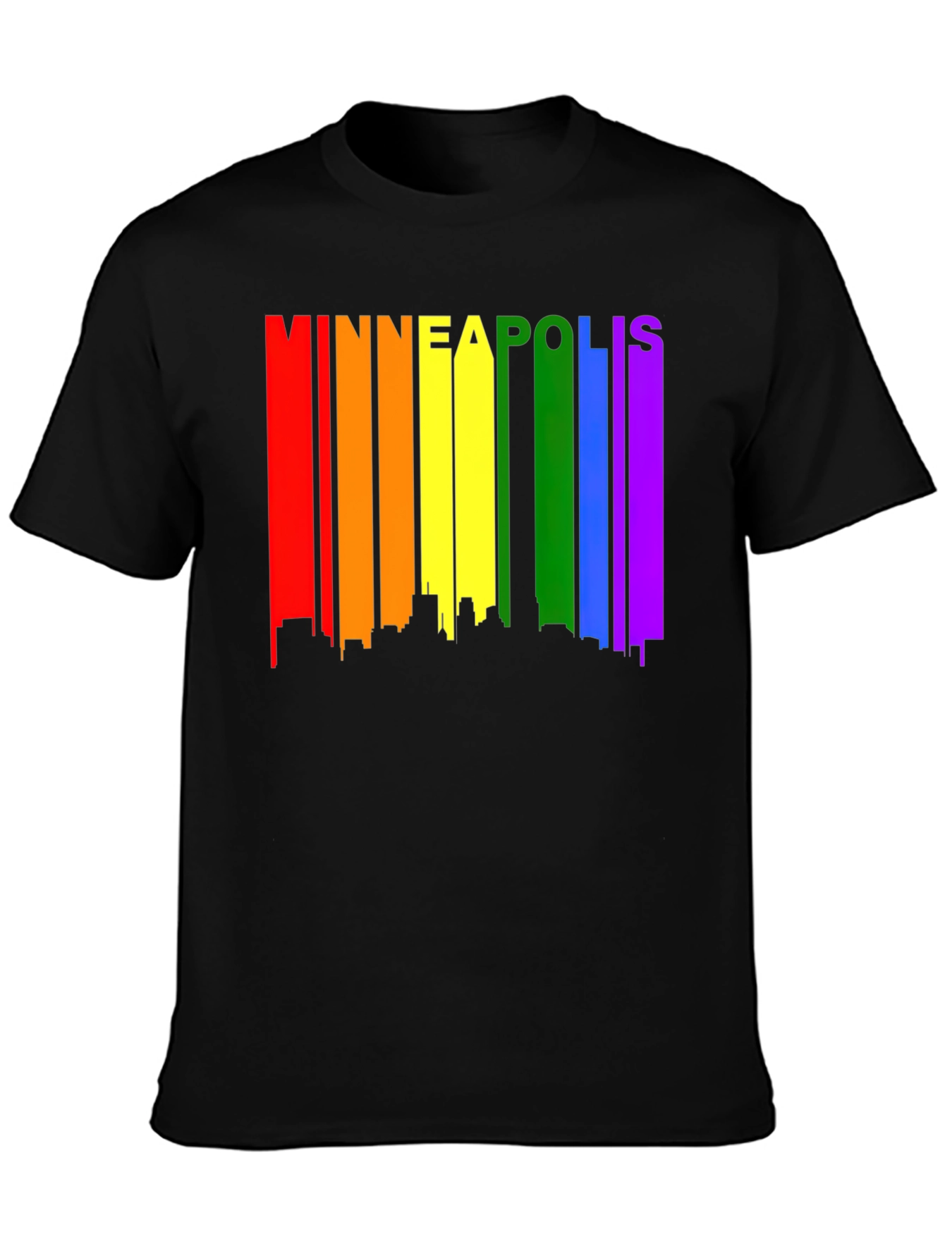 Minneapolis Pride Skyline Tee - Black Graphic T-Shirt