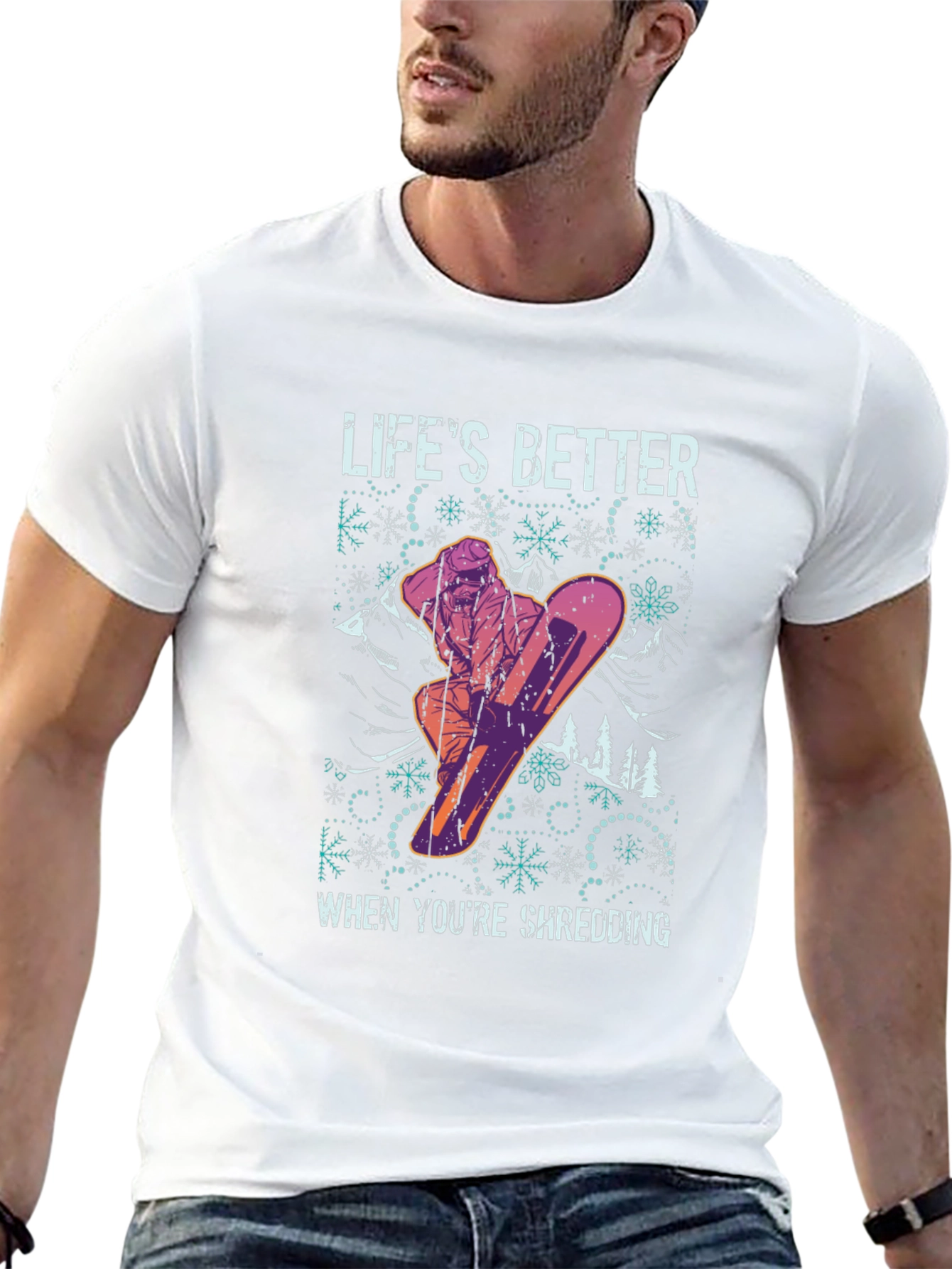 Lifes Better Shredding Snowboarder Graphic Tee