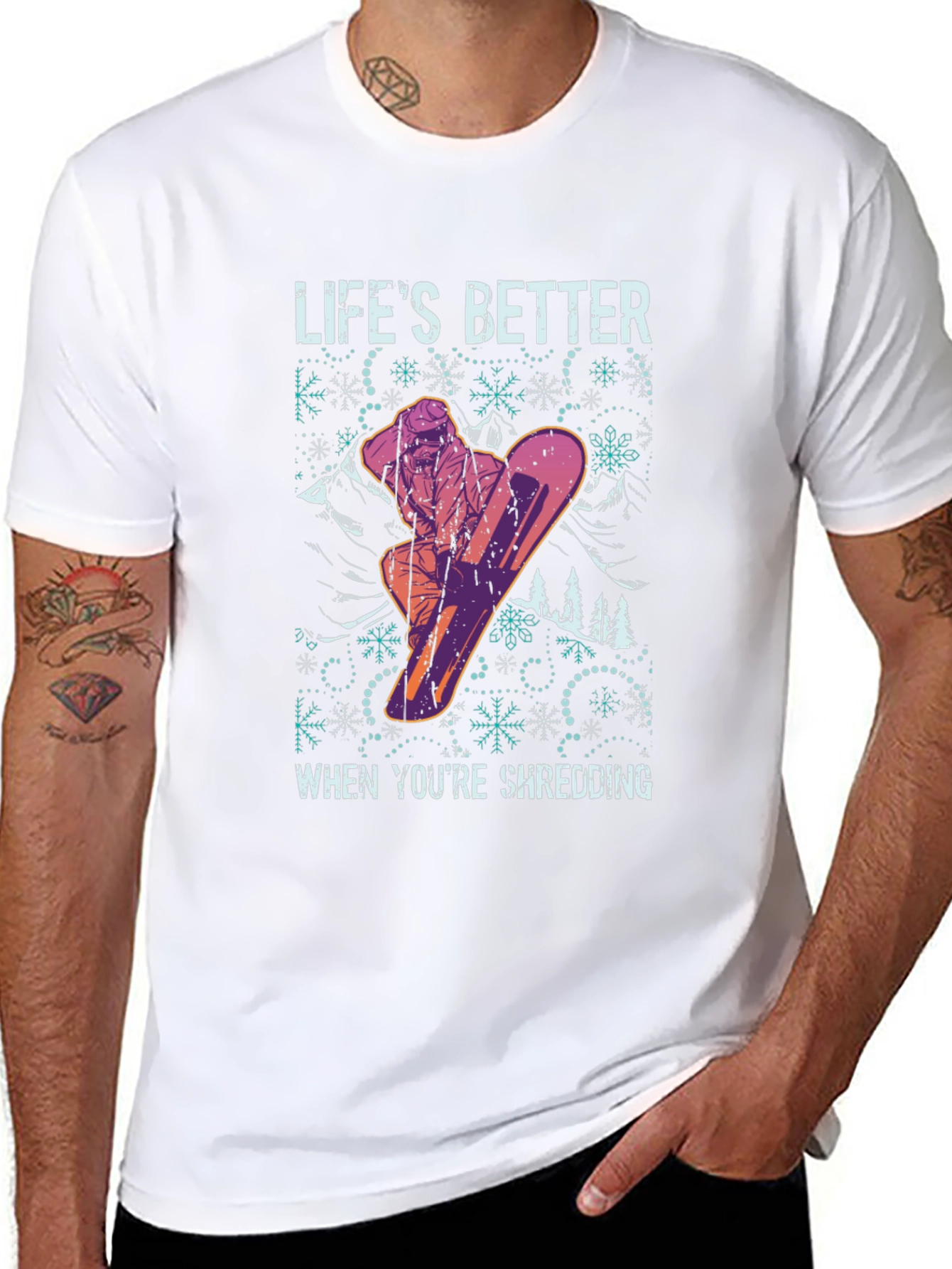 Lifes Better Shredding Snowboarder Graphic Tee