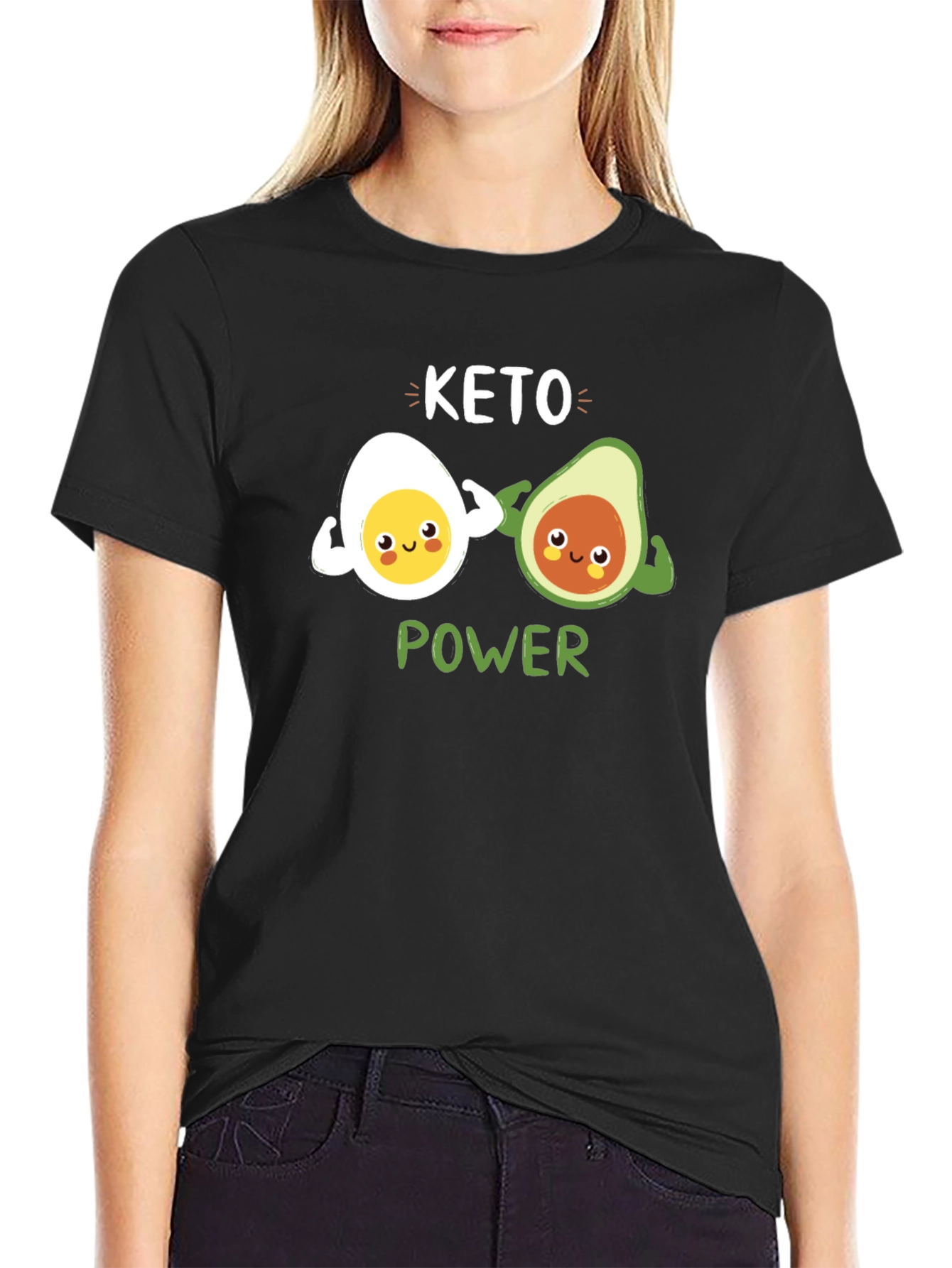 Keto Power T-Shirt - Egg and Avocado Gym Buddies