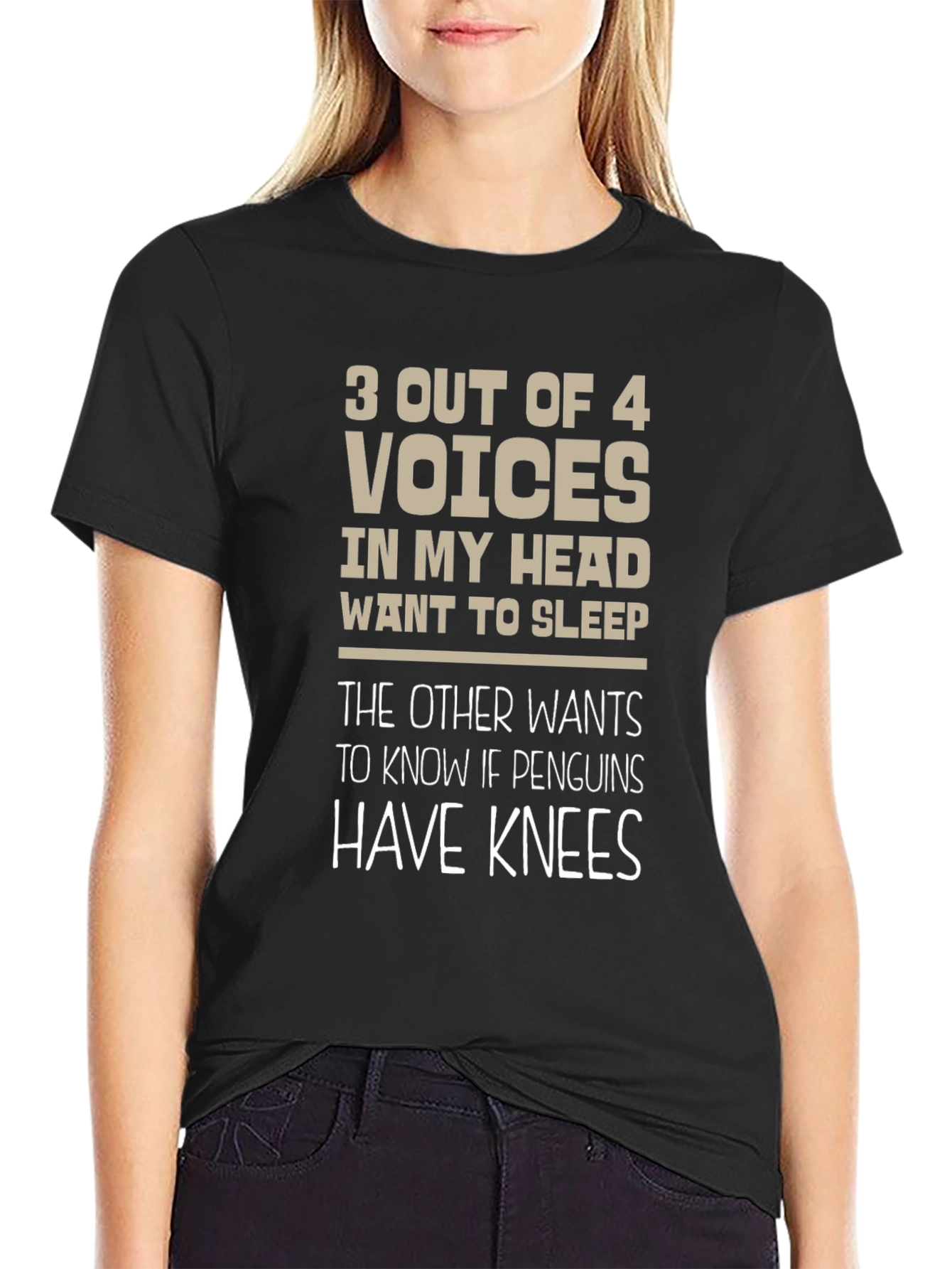 Penguin Knee Funny Graphic T-Shirt