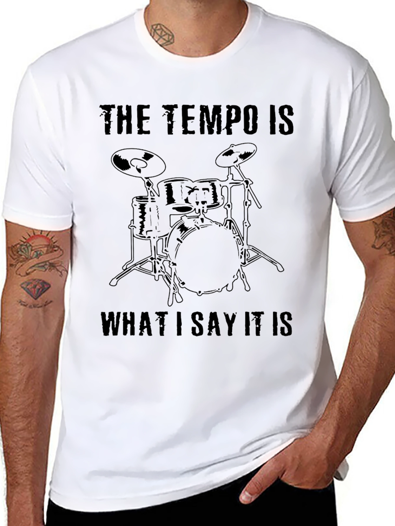 Tempo Drum Set Graphic Black T-Shirt