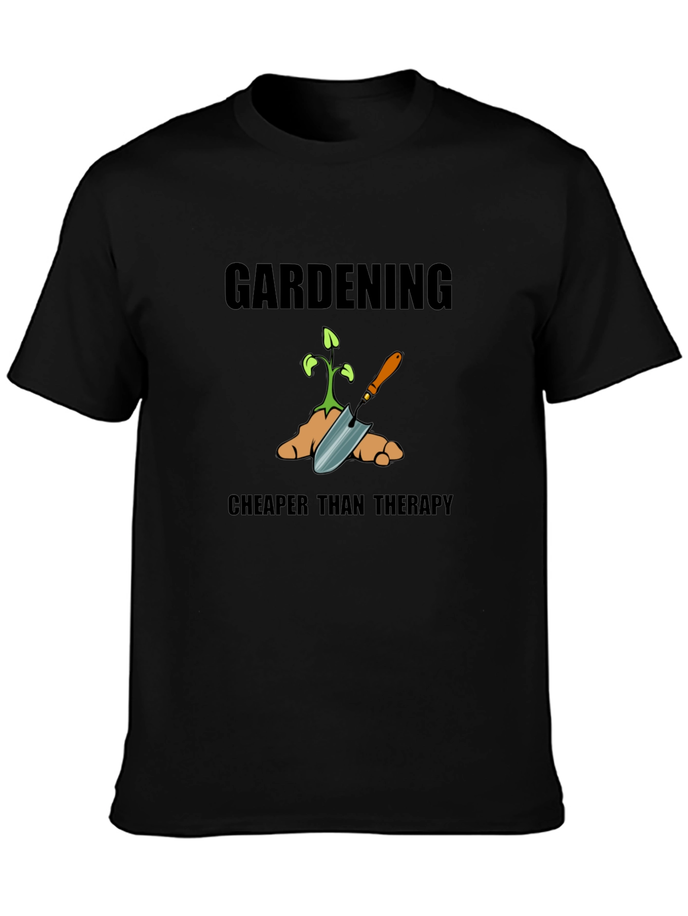 Gardening Cheaper Than Therapy Graphic Tee - Black