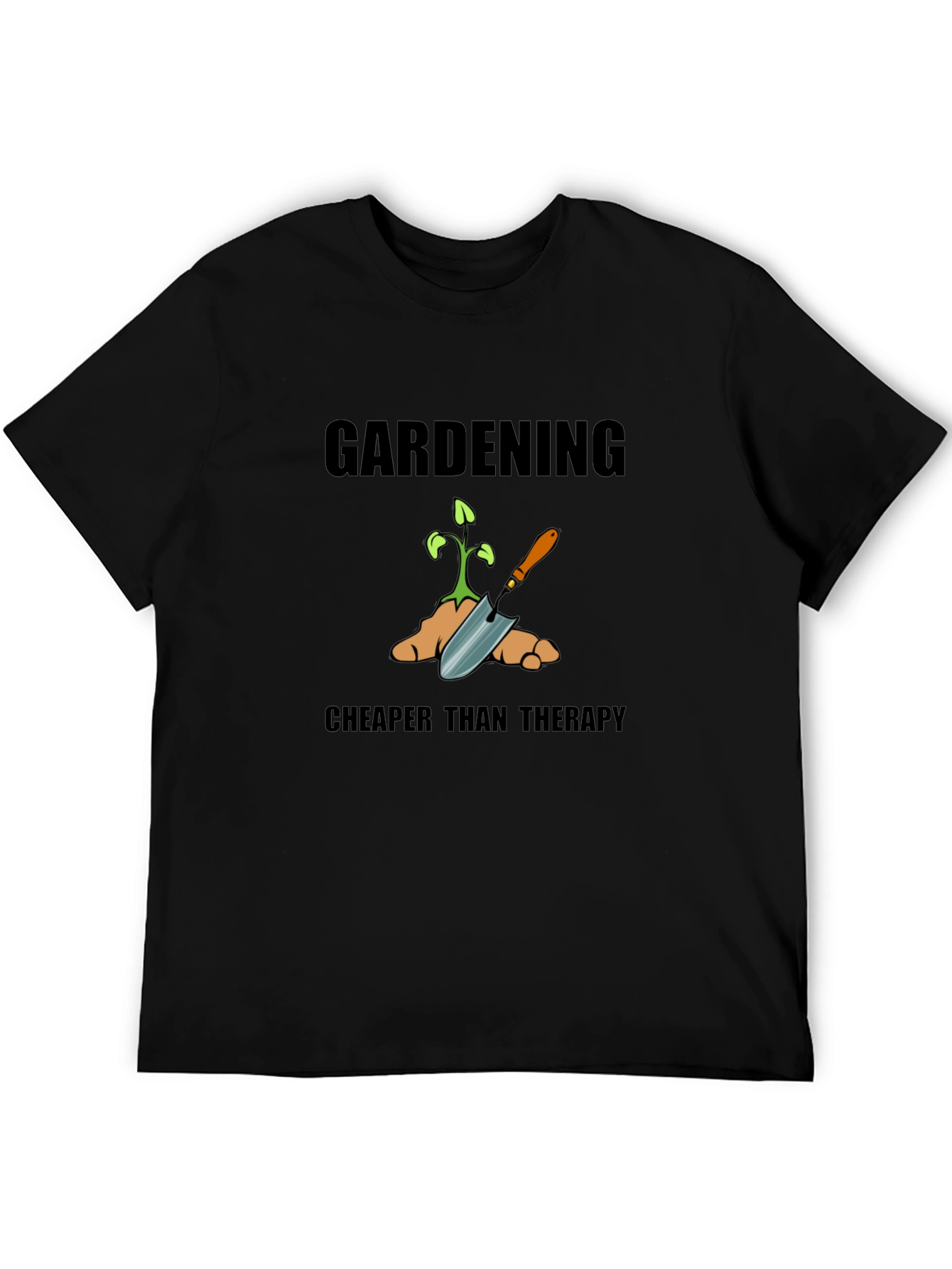 Gardening Cheaper Than Therapy Graphic Tee - Black