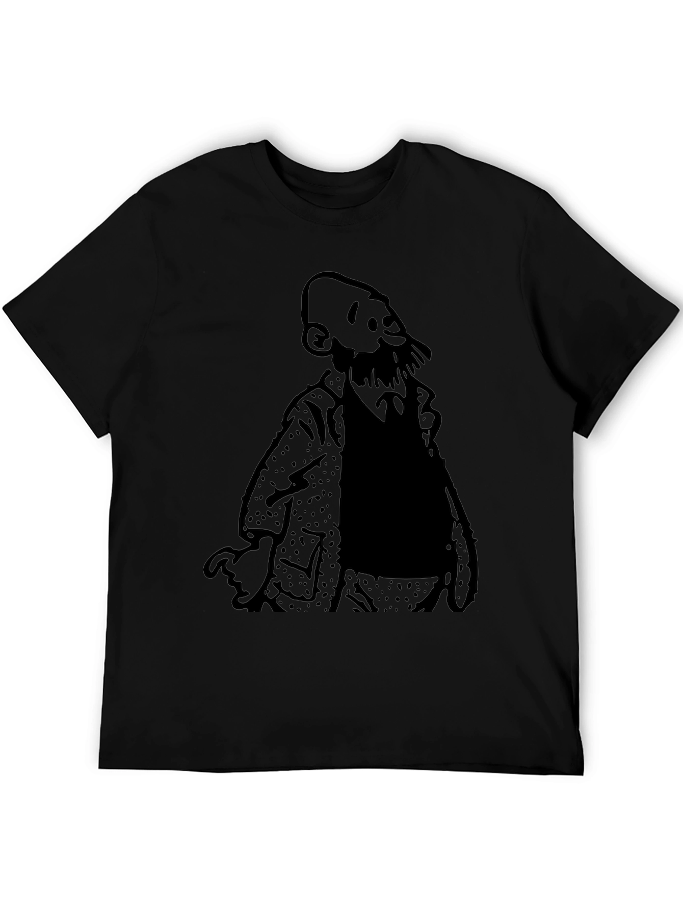 Bearded Man Graphic Tee - Soft Black T-Shirt