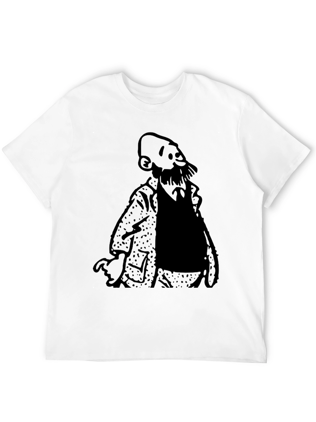 Bearded Man Graphic Tee - Soft Black T-Shirt