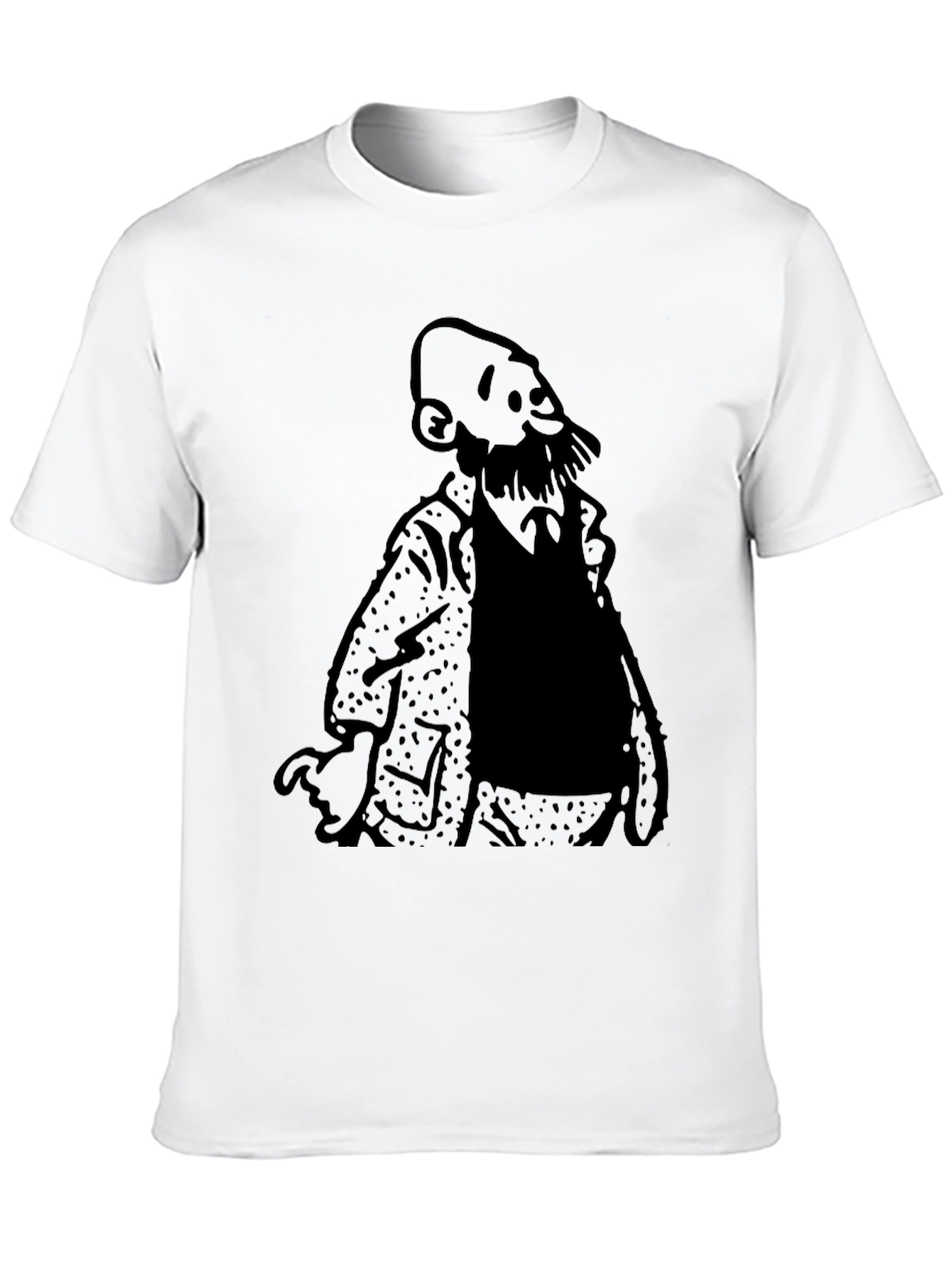 Bearded Man Graphic Tee - Soft Black T-Shirt