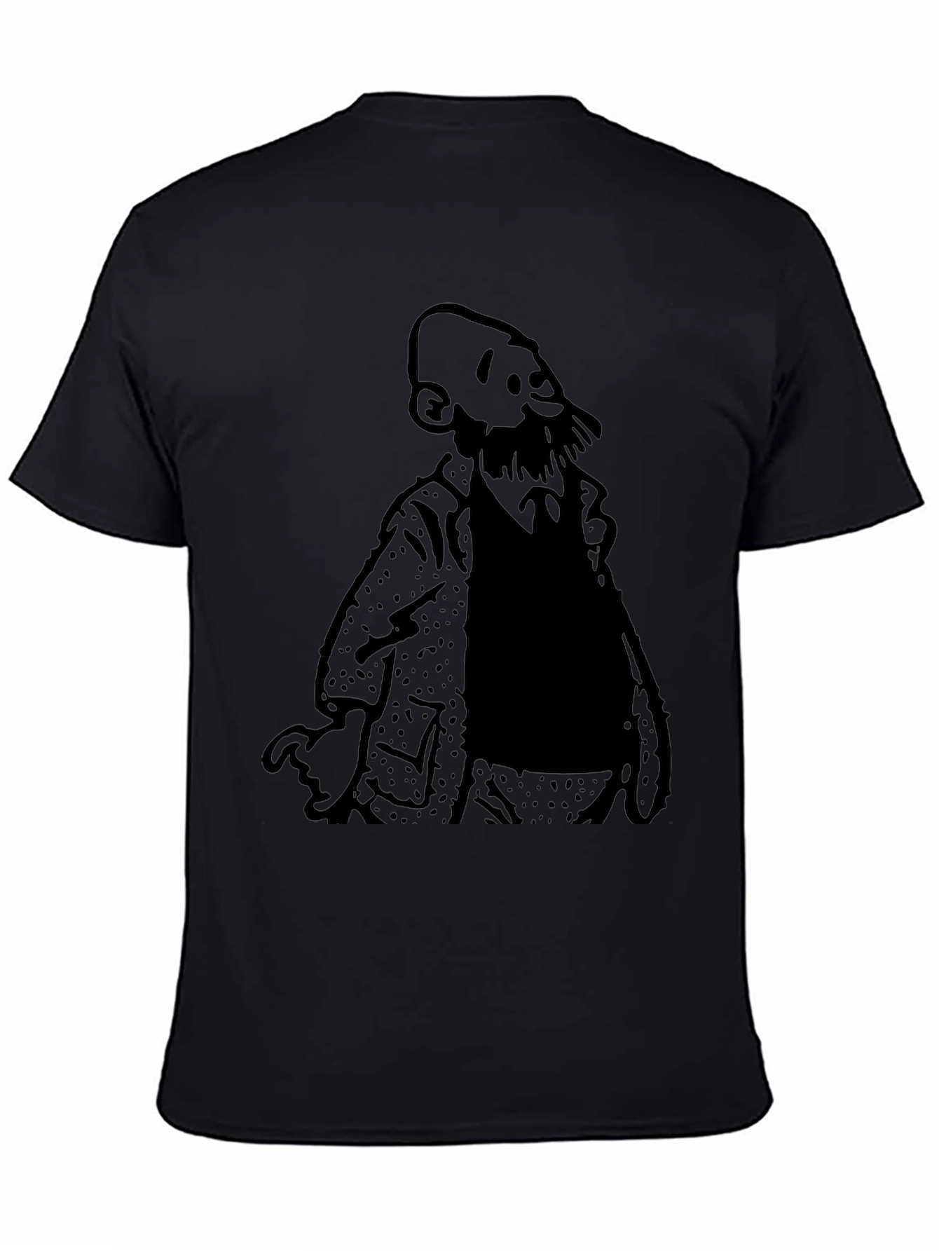 Bearded Man Graphic Tee - Soft Black T-Shirt